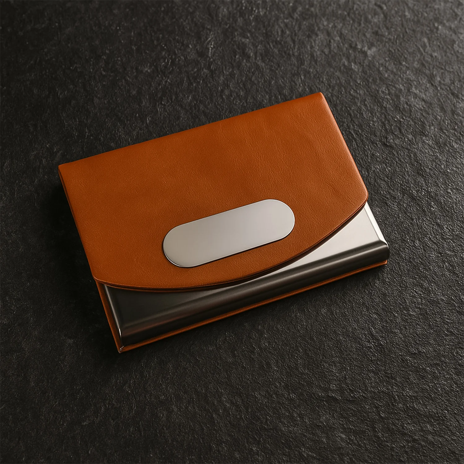 Leather & Stainless-Steel Business Card Holder (1 Pc) - Image 6