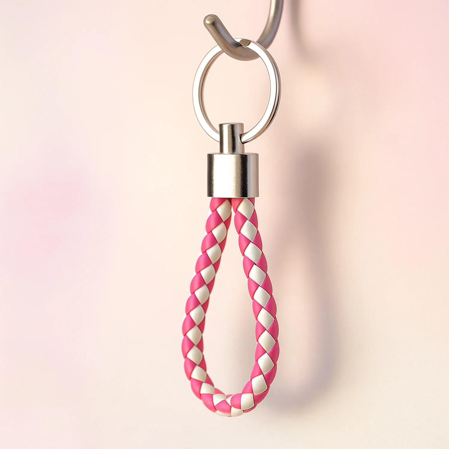 Leather Style Keychain with Metal Ring - (1 Pc) - Image 3