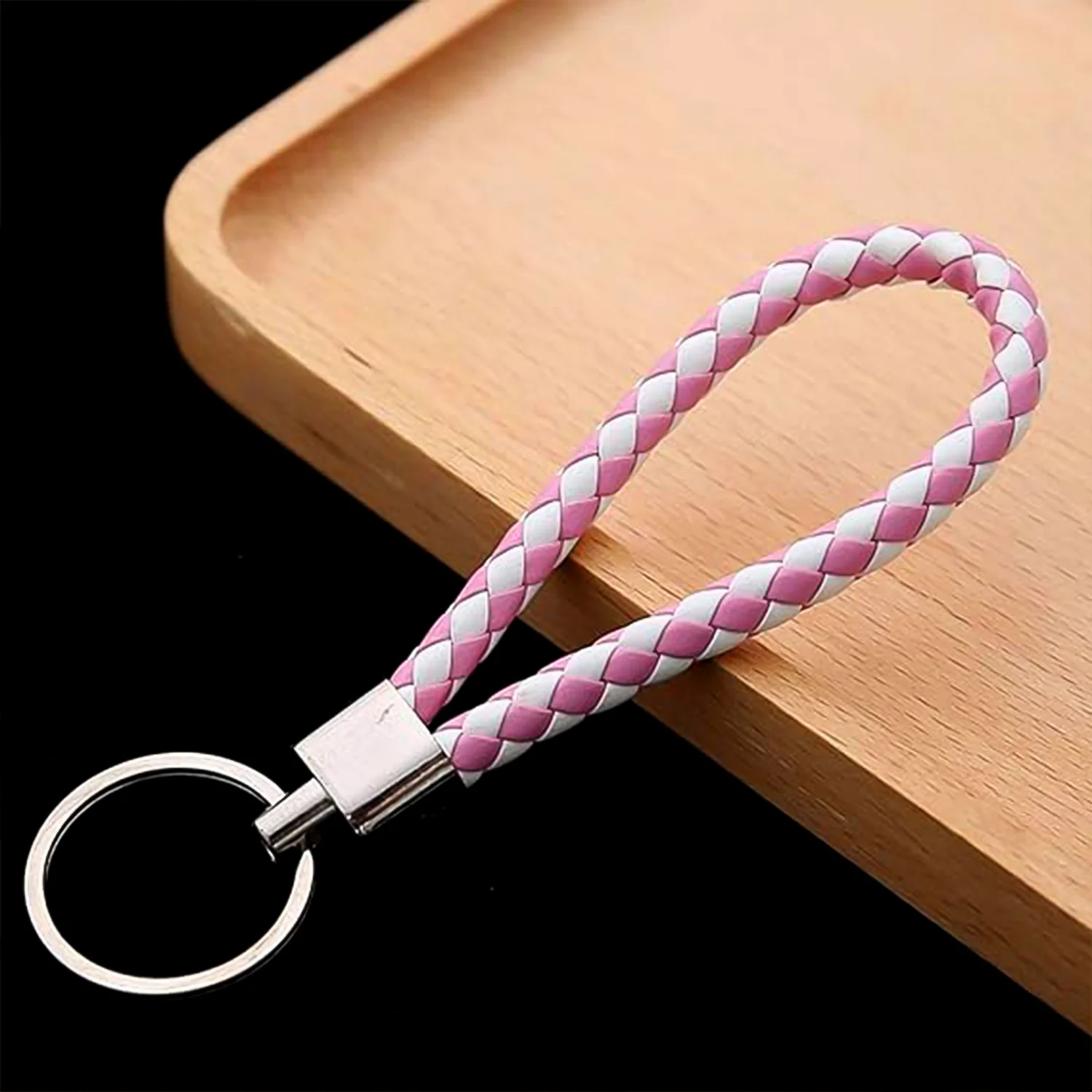 Leather Style Keychain with Metal Ring - (1 Pc) - Image 6