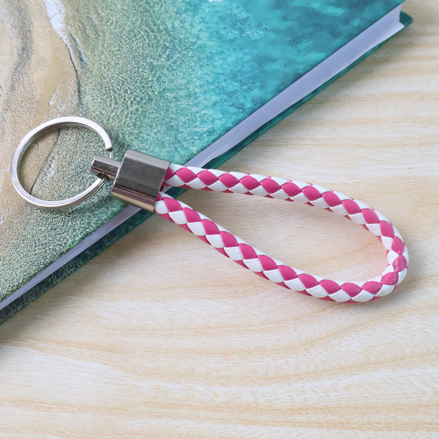 Leather Style Keychain with Metal Ring - (1 Pc) - Image 7