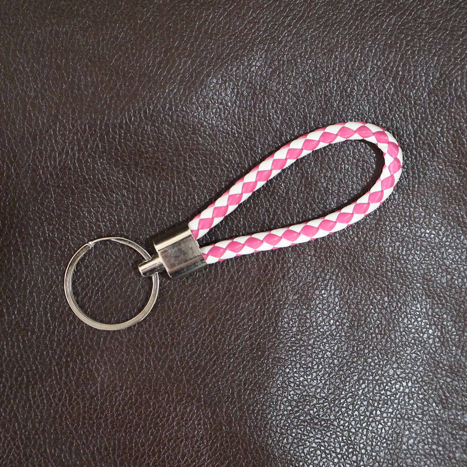 Leather Style Keychain with Metal Ring - (1 Pc) - Image 8
