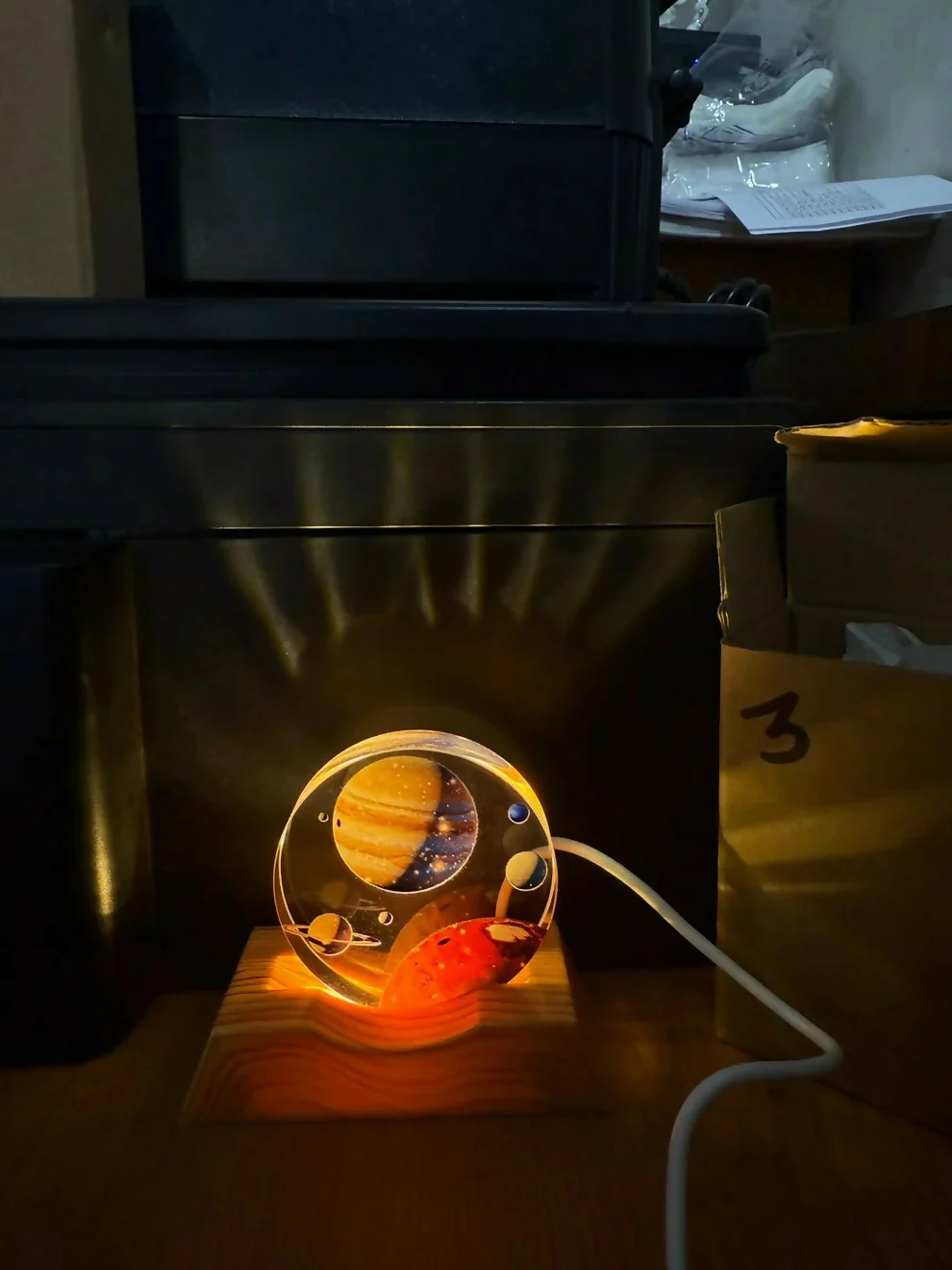 LED Acrylic Lamp with Wooden Base Night Light - Image 11