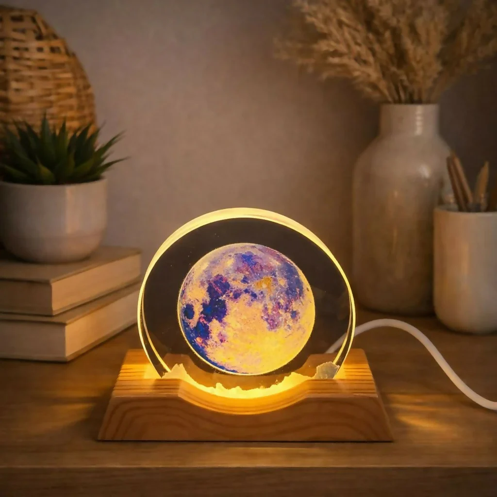 LED Acrylic Lamp with Wooden Base Night Light - Image 6