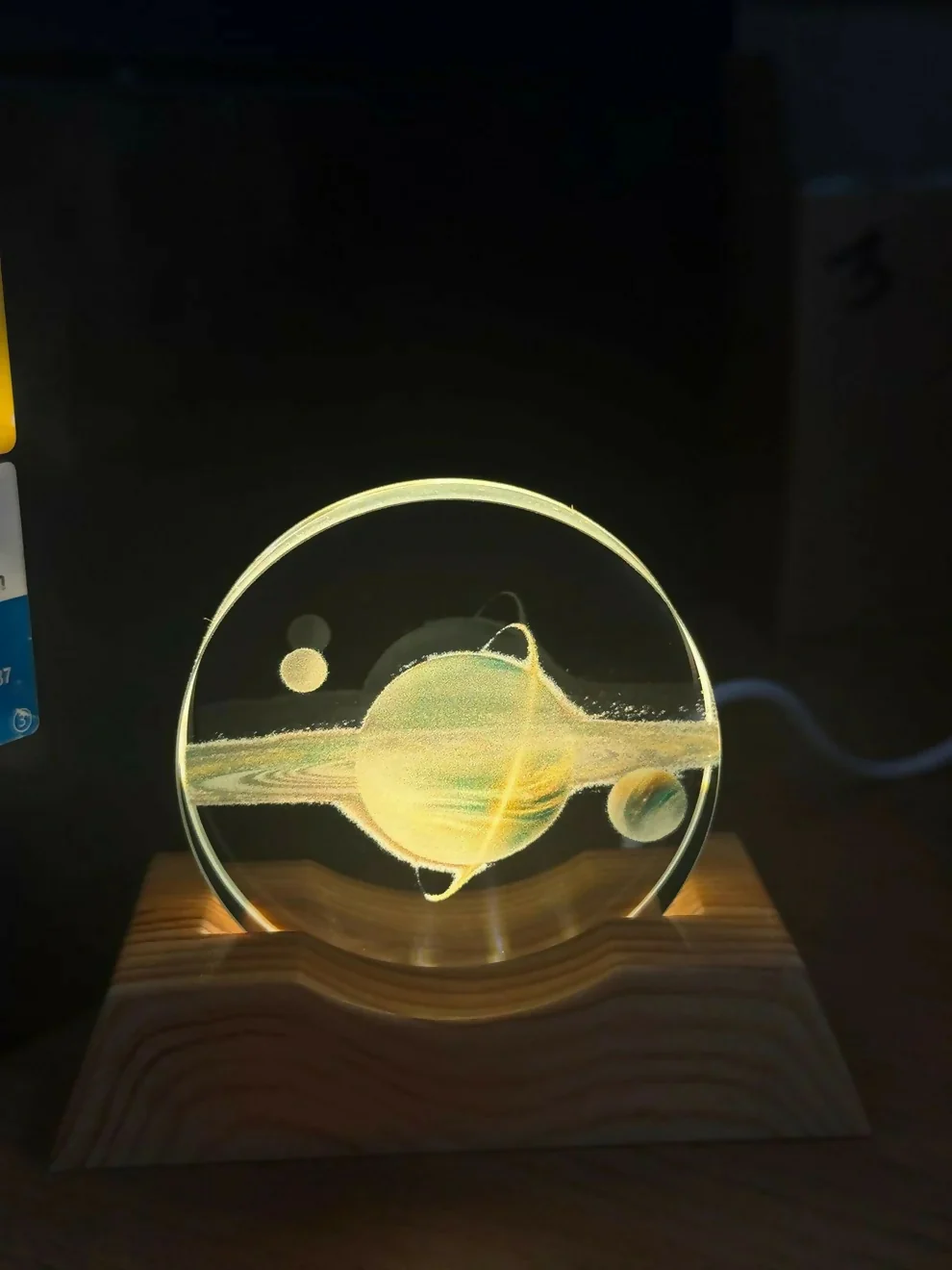 LED Acrylic Lamp with Wooden Base Night Light - Image 9