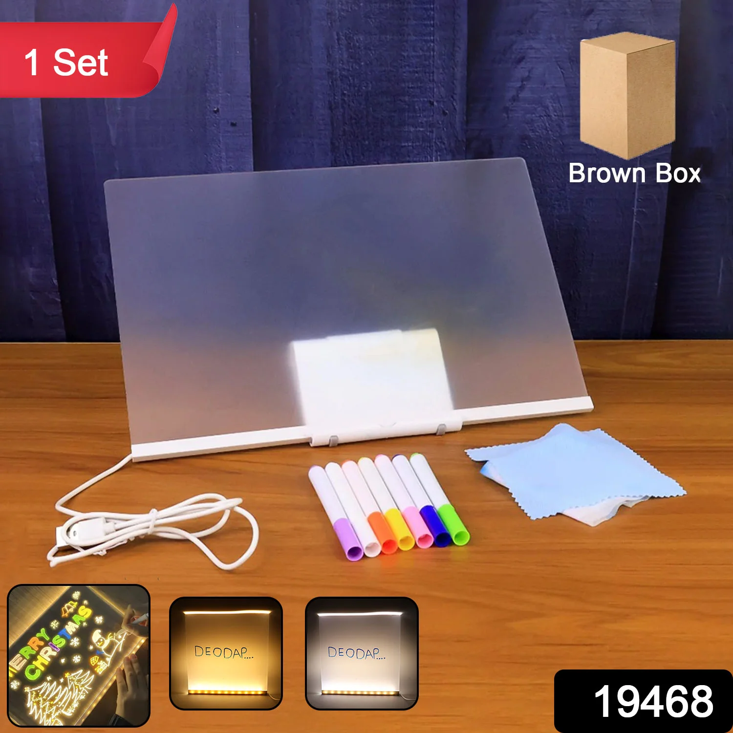 LED Acrylic Writing Board with USB Power (1 Set) - Image 2
