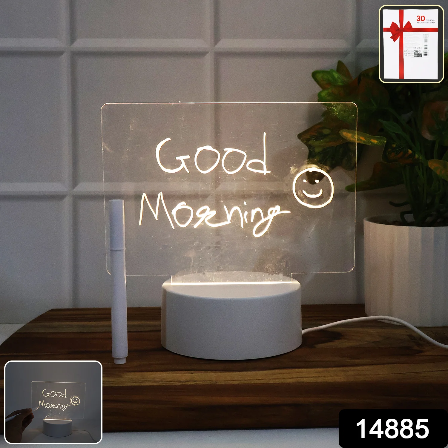 LED Acrylic Writing Message Board Night Lamp with Marker Pen - Image 2