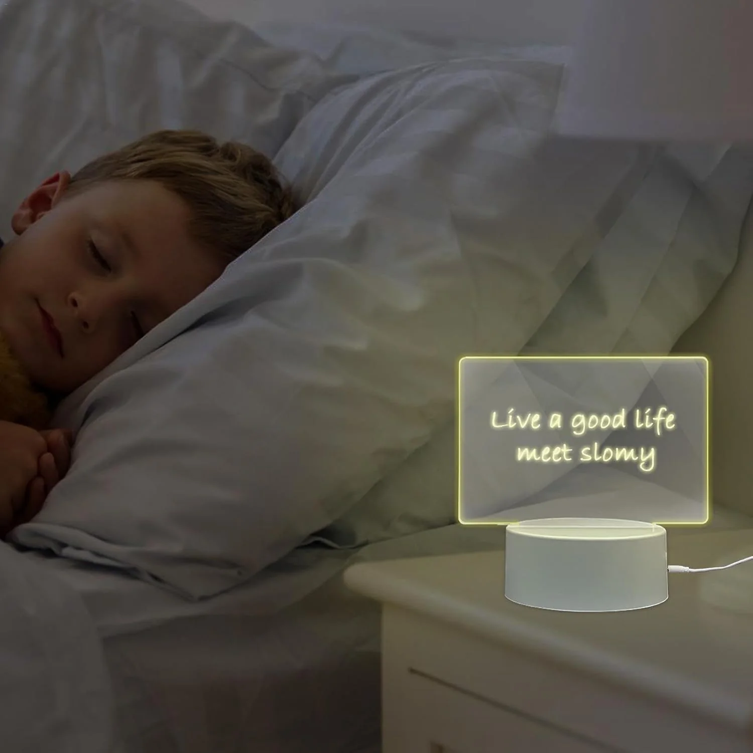 LED Acrylic Writing Message Board Night Lamp with Marker Pen - Image 3