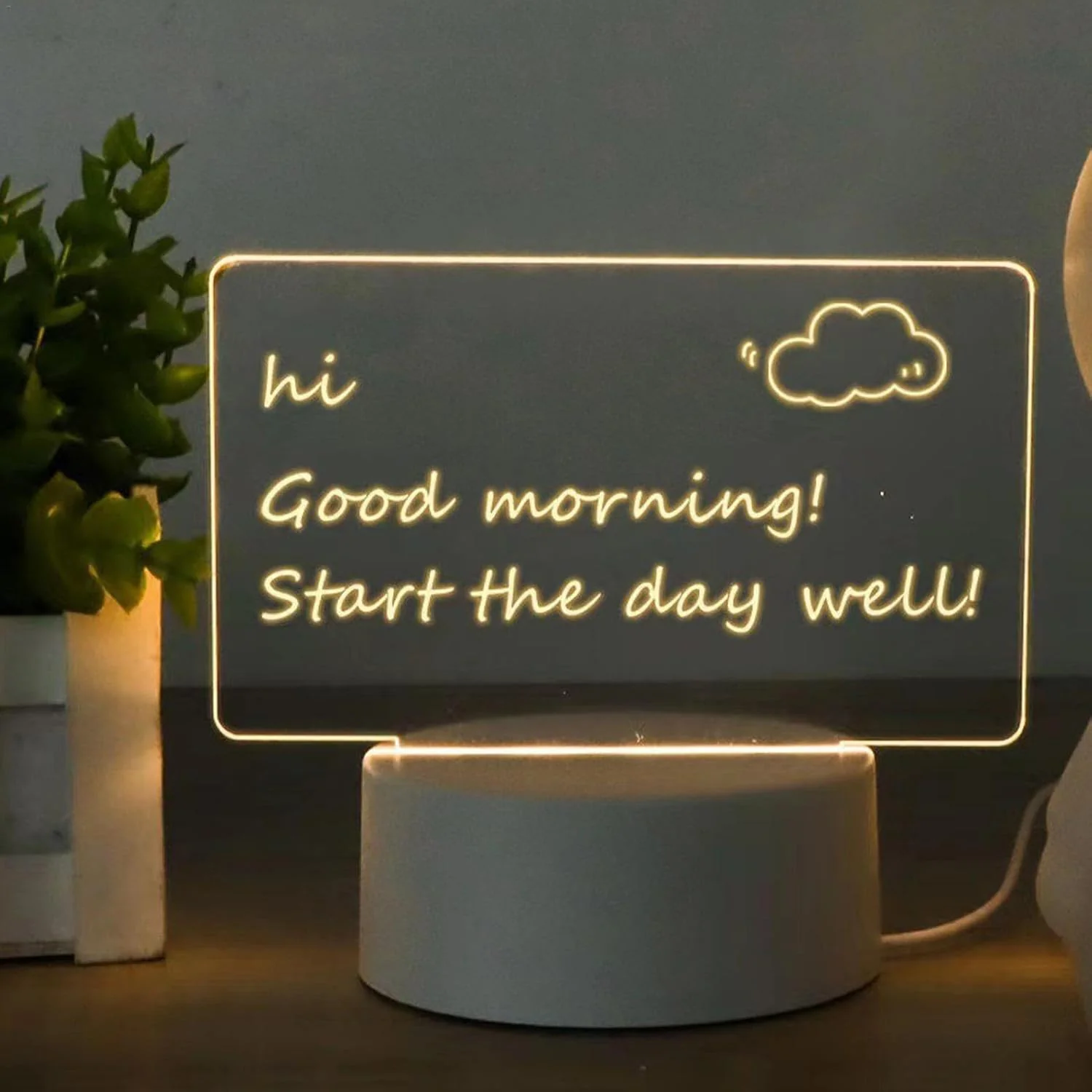 LED Acrylic Writing Message Board Night Lamp with Marker Pen - Image 4