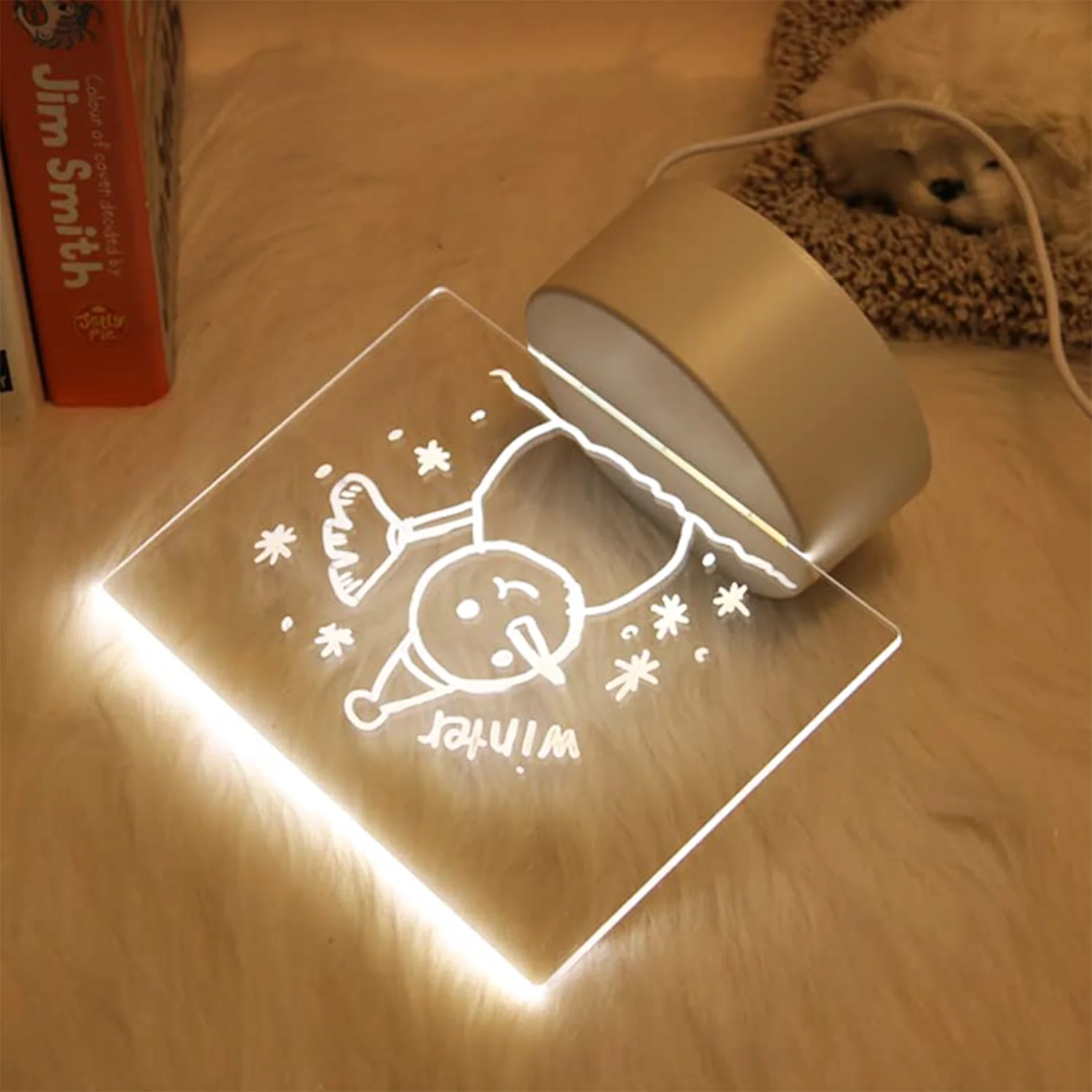 LED Acrylic Writing Message Board Night Lamp with Marker Pen - Image 6