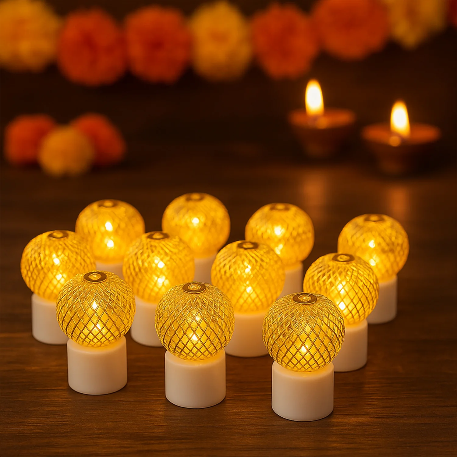 LED Ball Shaped Decorative Light with Mesh Cover (12 Pc / Set) - Image 3