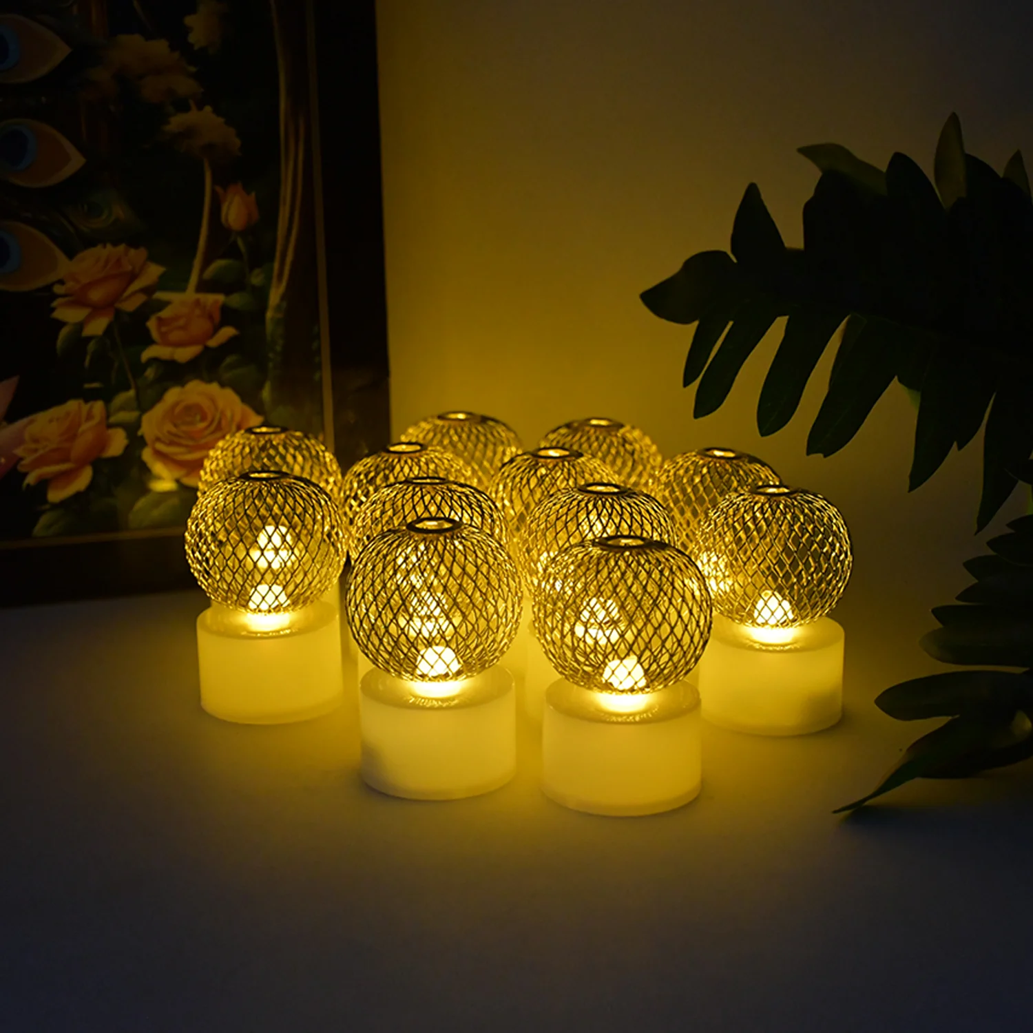 LED Ball Shaped Decorative Light with Mesh Cover (12 Pc / Set) - Image 7