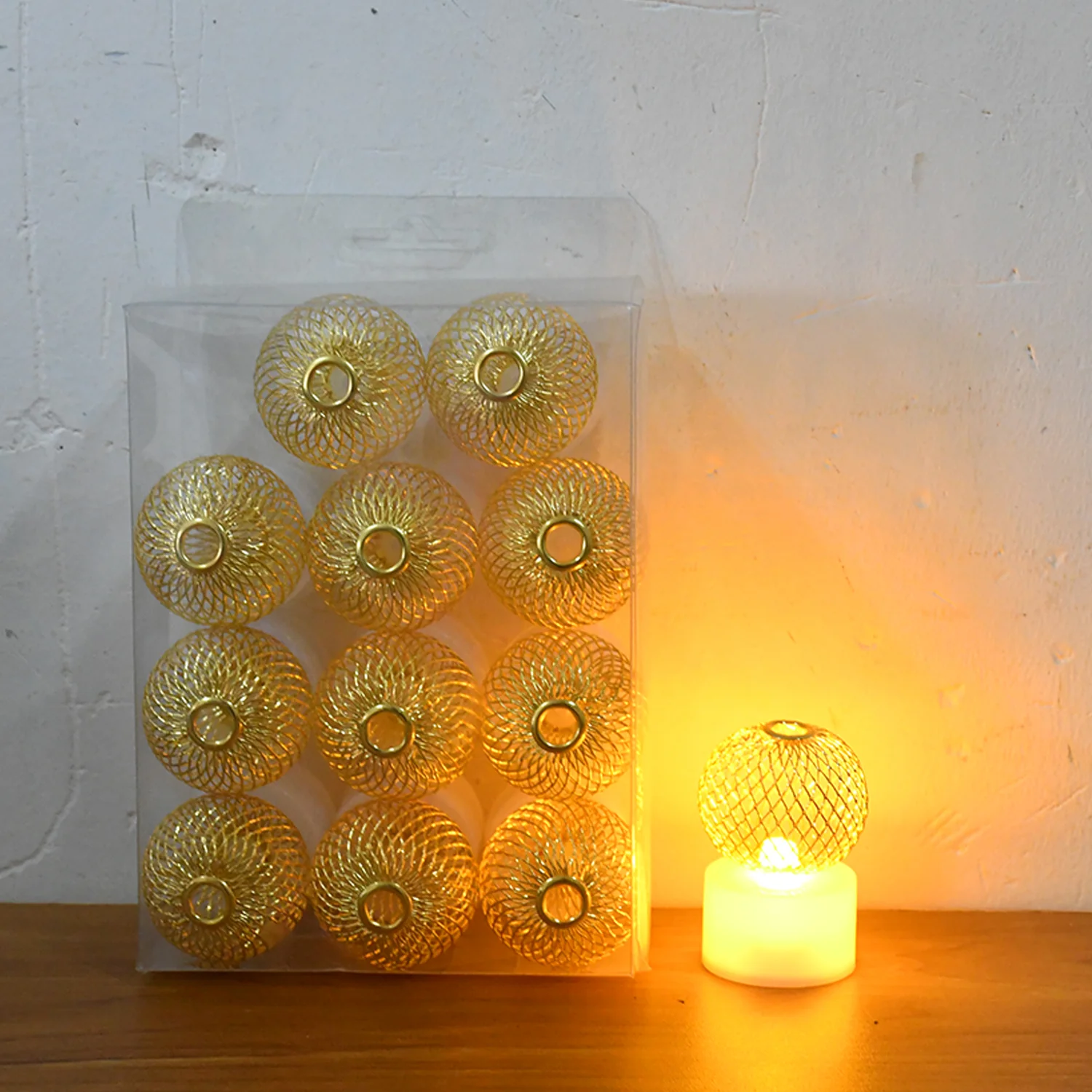 LED Ball Shaped Decorative Light with Mesh Cover (12 Pc / Set) - Image 8