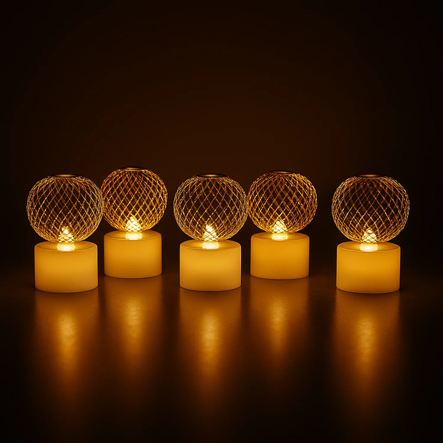 LED Ball Shaped Decorative Light with Mesh Cover (5 Pc / Set) - Image 4