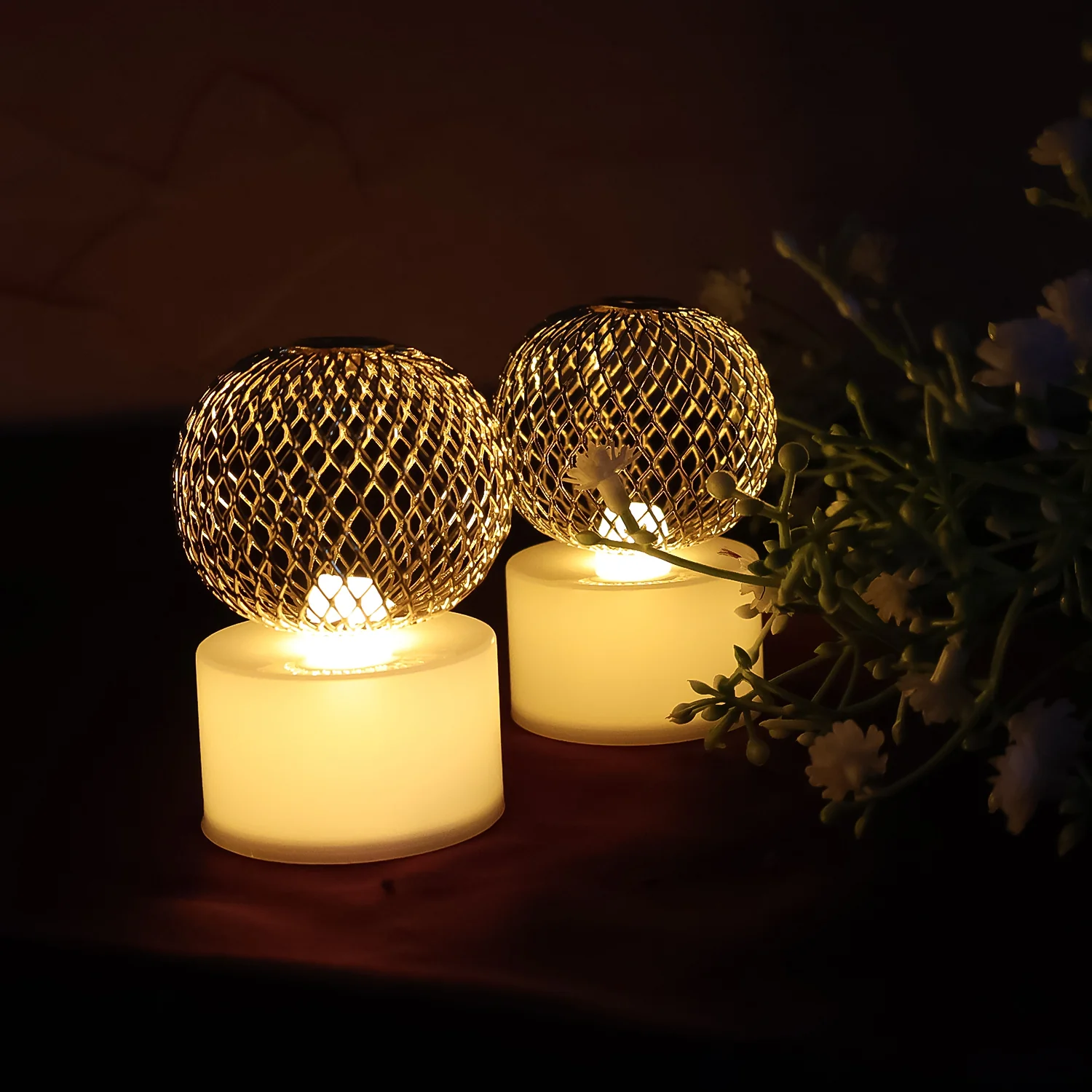 LED Ball Shaped Decorative Light with Mesh Cover (5 Pc / Set) - Image 6