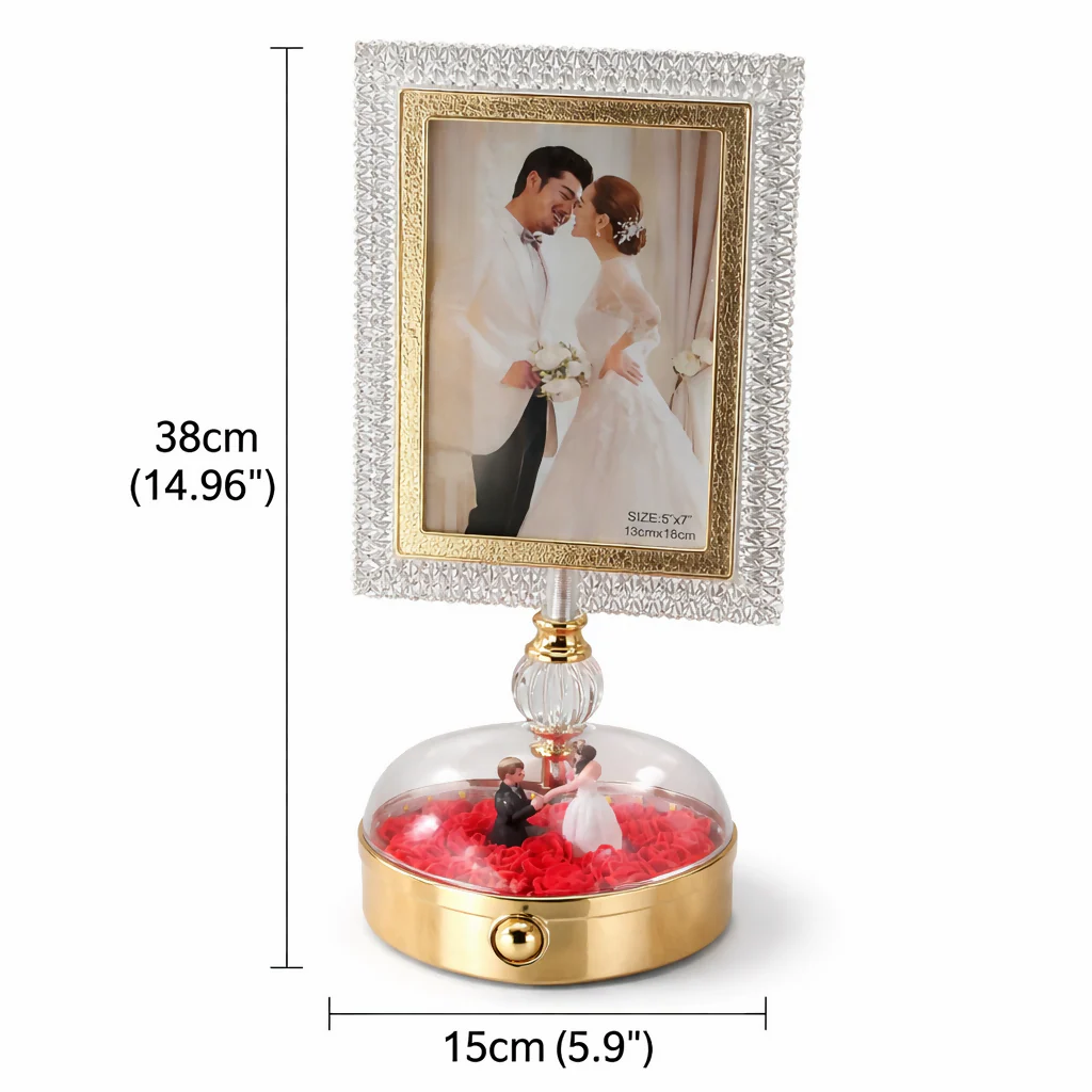 LED Crystal Photo Frame Lamp with Couple Figurine Base Decor - Image 5