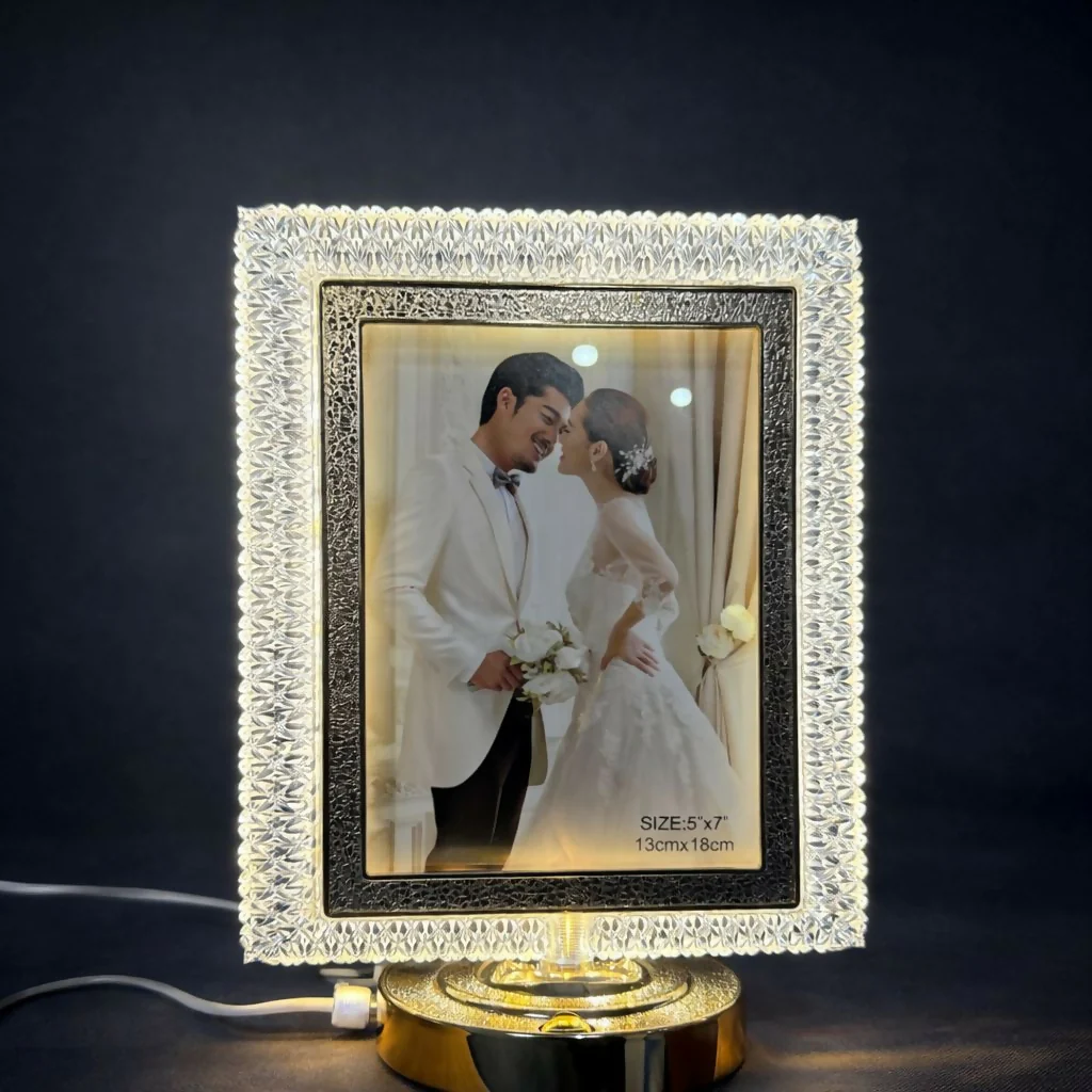 LED Crystal Photo Frame Lamp with Decorative Base | Table Night Light - Image 2