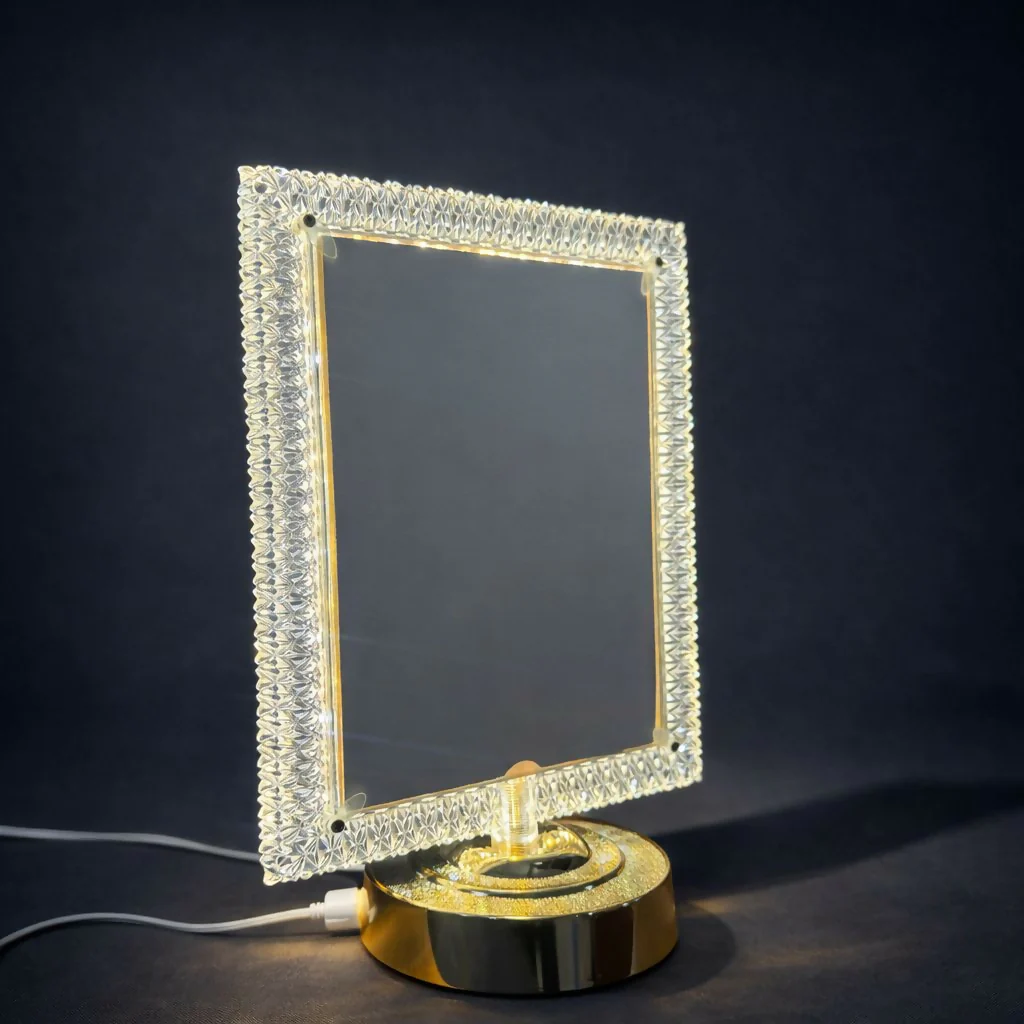 LED Crystal Photo Frame Lamp with Decorative Base | Table Night Light - Image 3