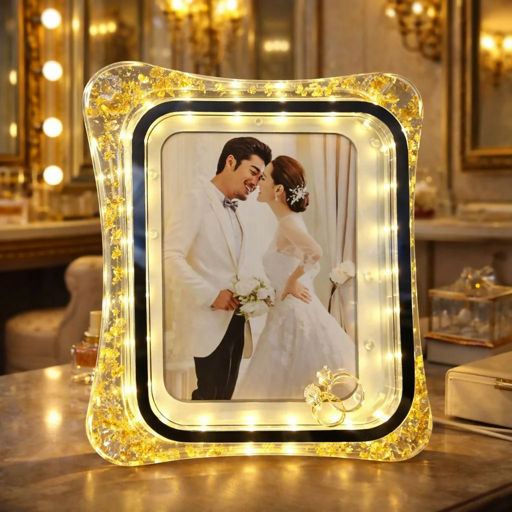 LED Crystal Photo Frame with Romantic Light for Couple Memories - Image 2