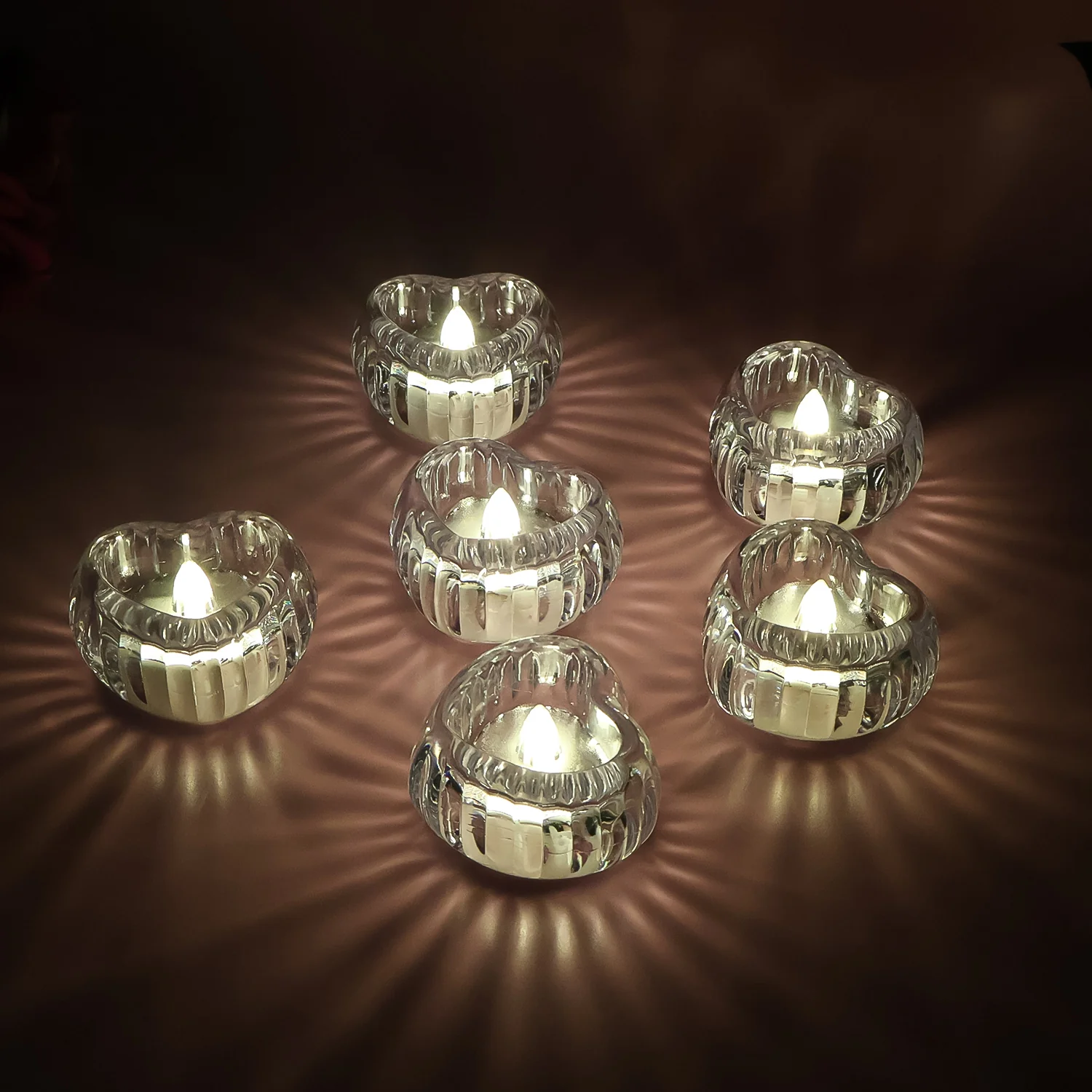 LED Crystal Tealight Decorative Flameless Candles (6 Pc) - Image 3