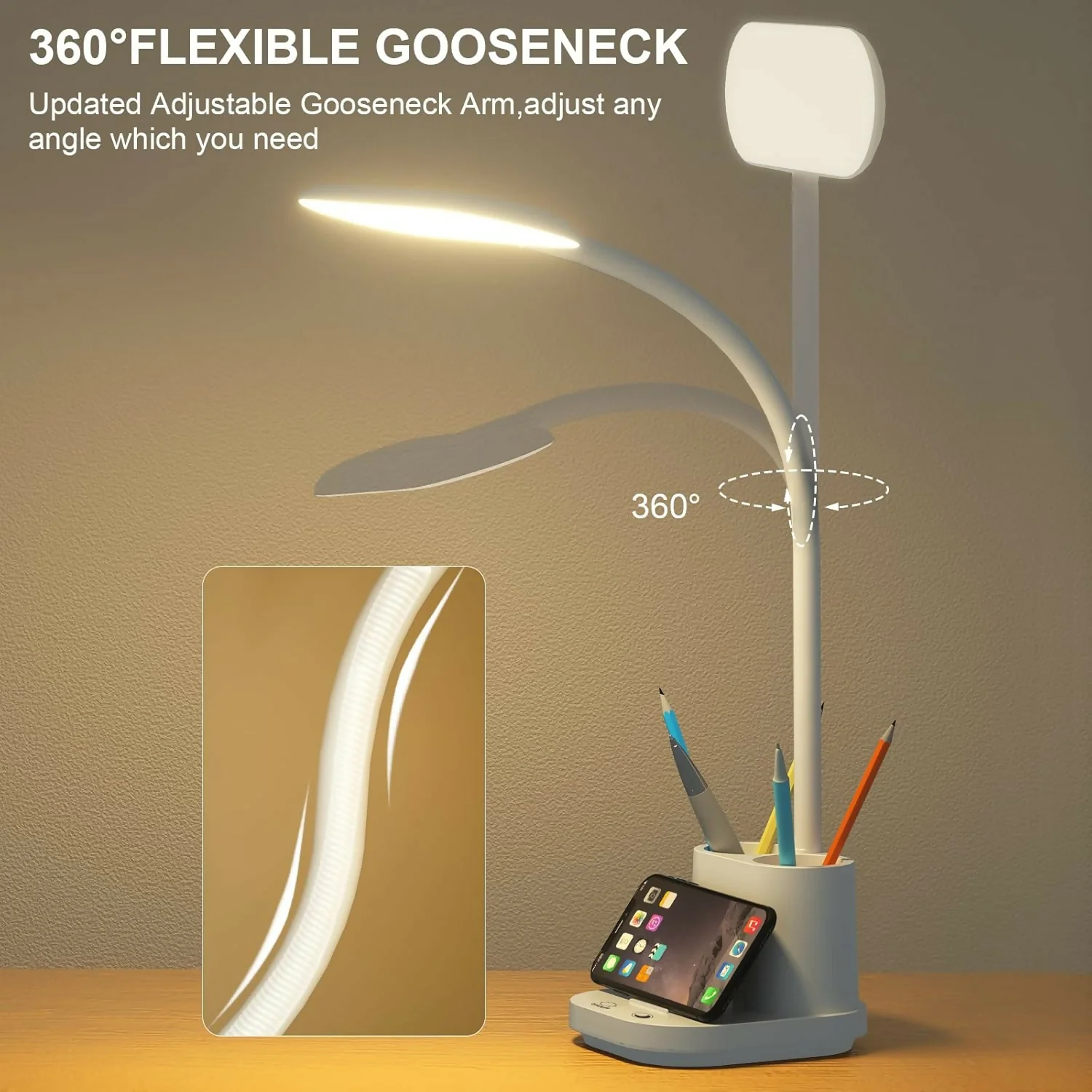 LED Desk Lamp with Pen Holder and Mobile Stand Organizer - Image 2