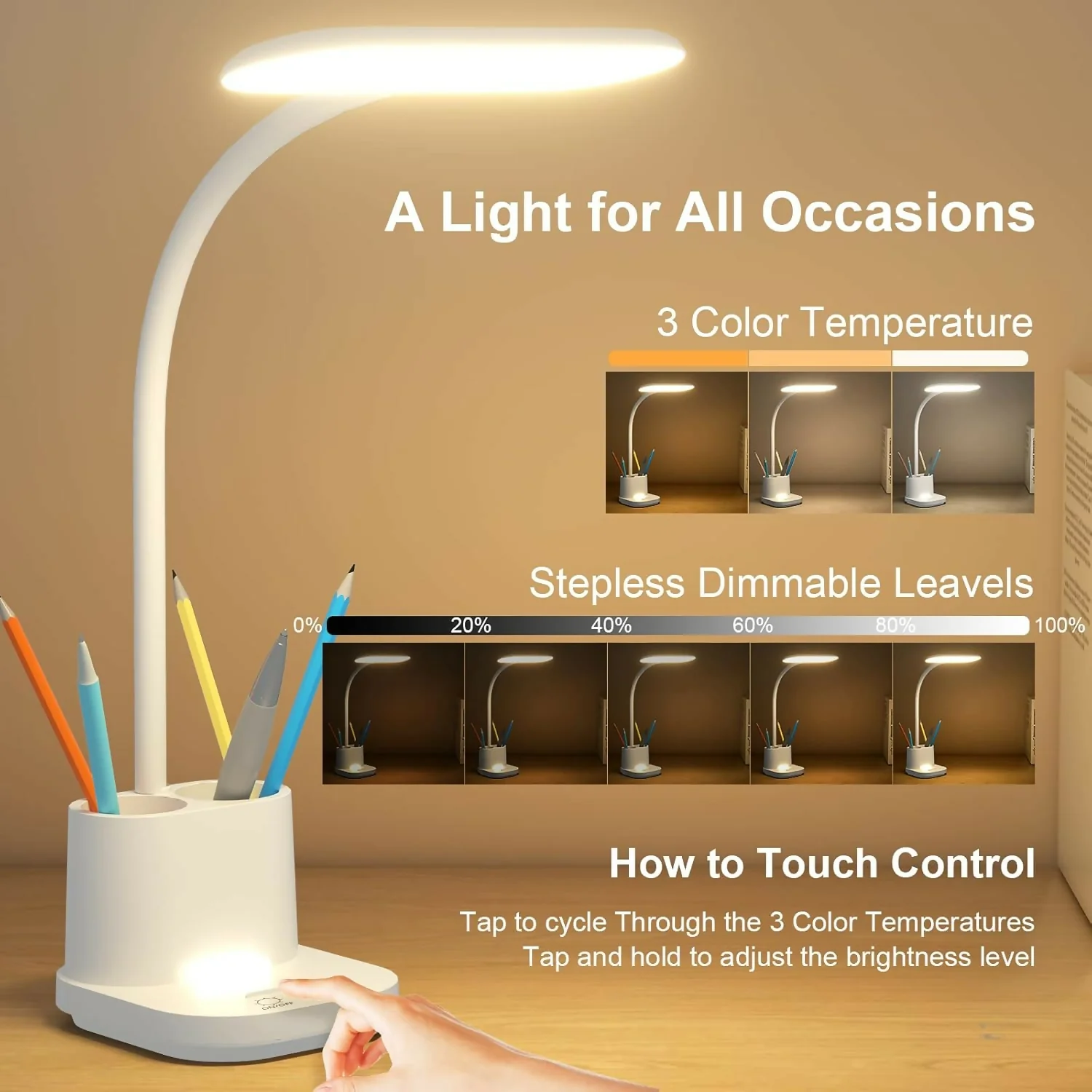 LED Desk Lamp with Pen Holder and Mobile Stand Organizer - Image 4