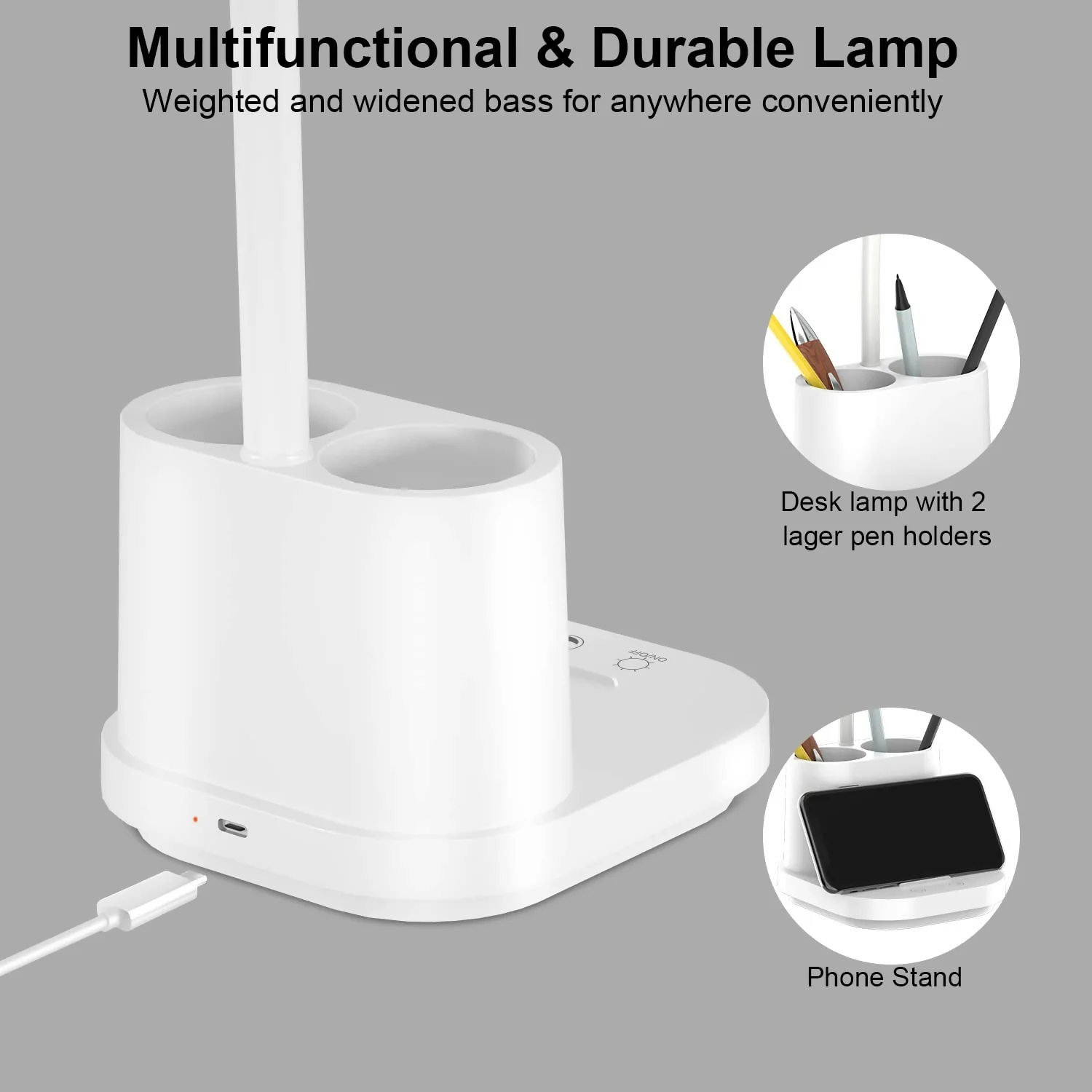 LED Desk Lamp with Pen Holder and Mobile Stand Organizer - Image 7