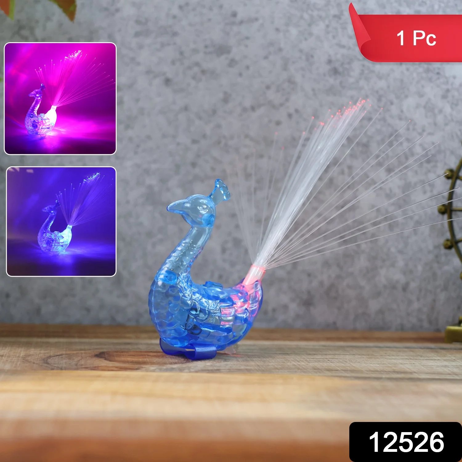 LED Fiber-Optic Peacock Decorative Night Light (1 Pc) - Image 2
