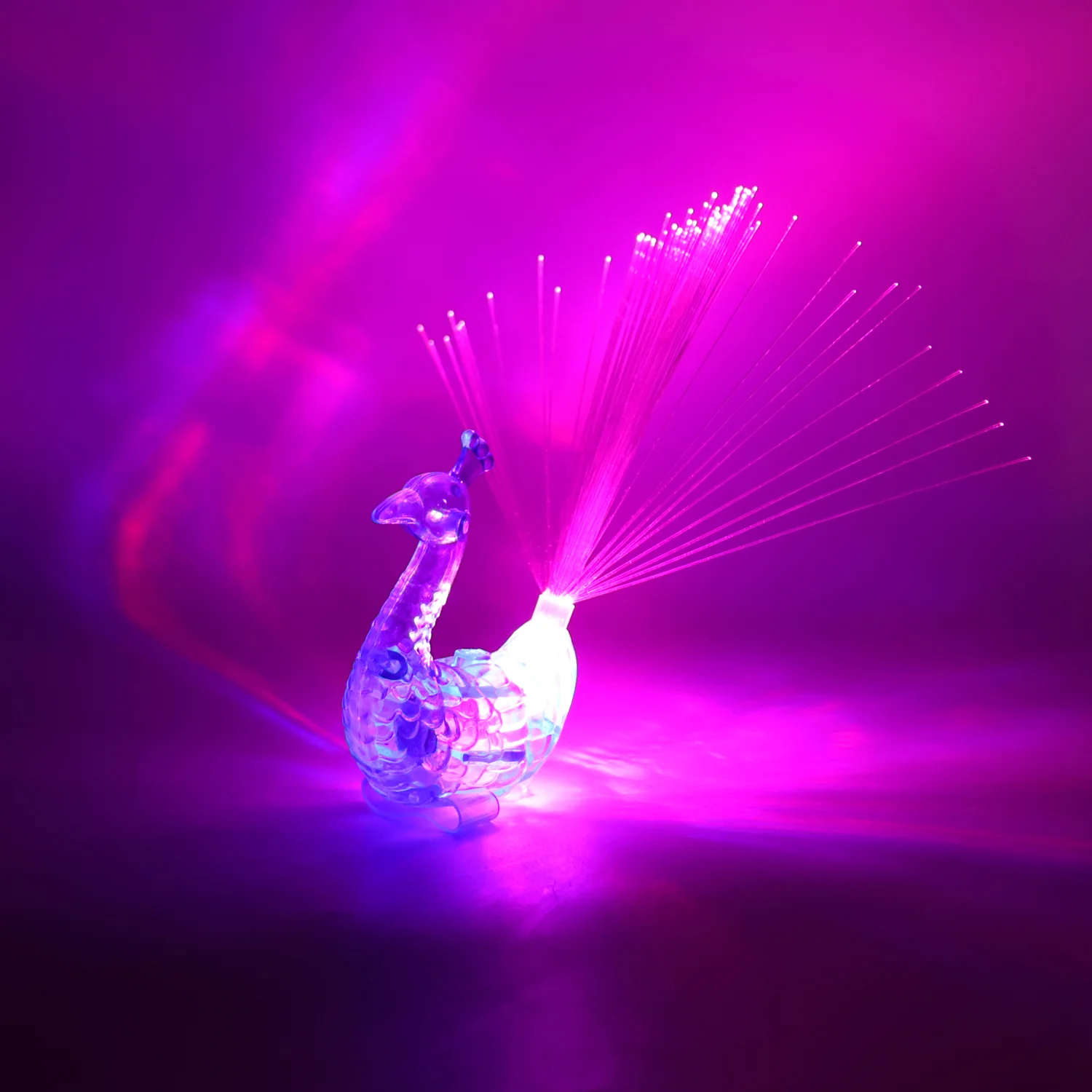 LED Fiber-Optic Peacock Decorative Night Light (1 Pc) - Image 3