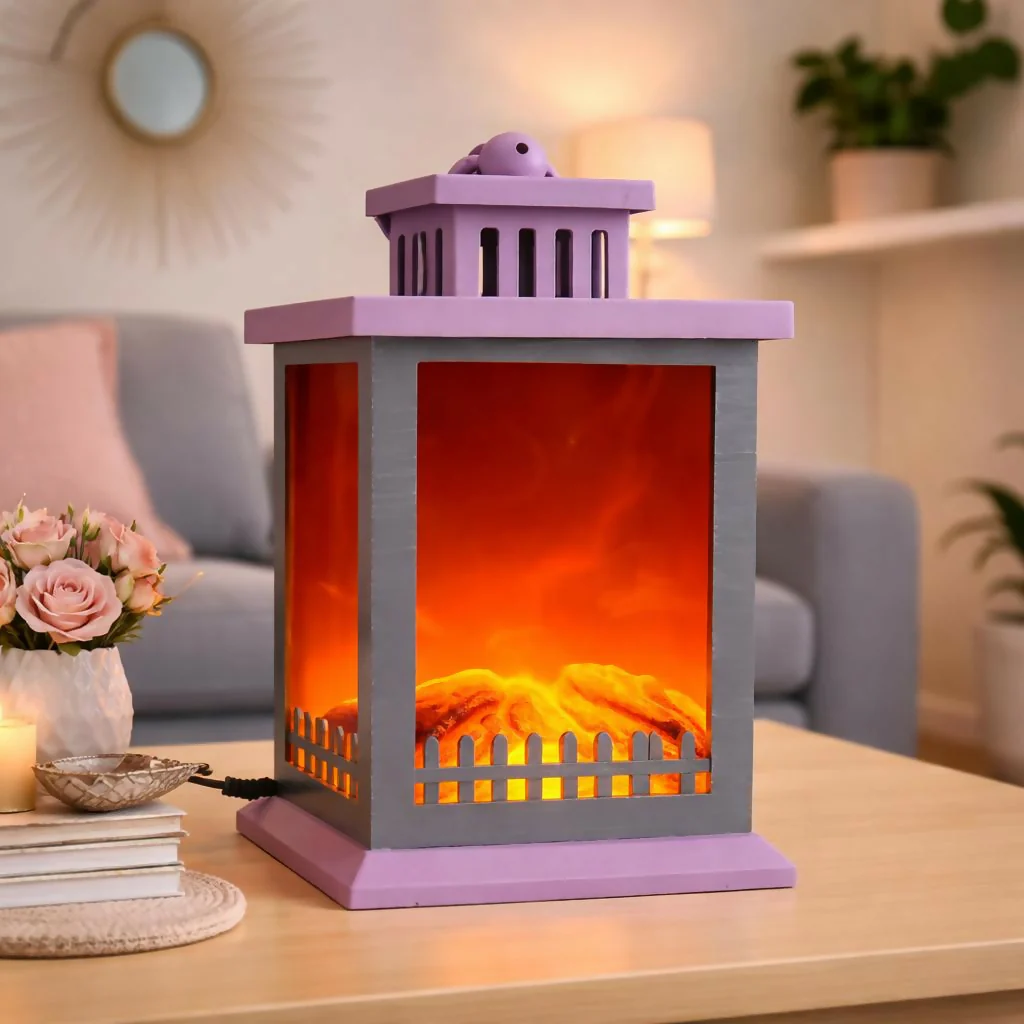 LED Fireplace Lantern Lamp Decorative Table Night Light - Image 2