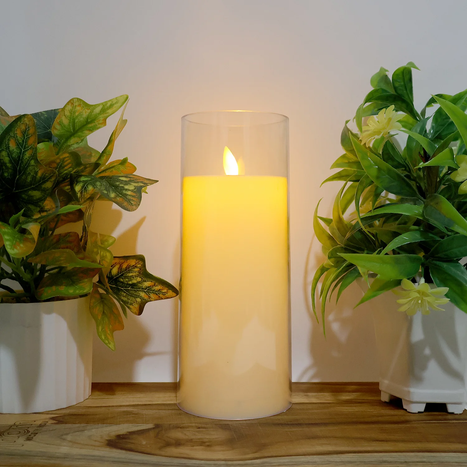 LED Flameless Candle Light with Flickering Flame Effect in Glass Cover (1 Pc) - Image 4