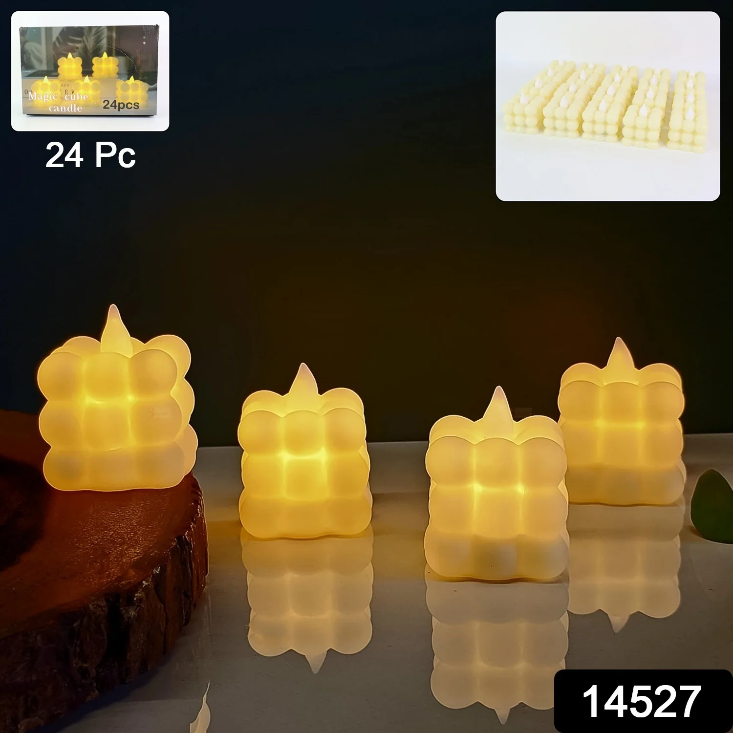 LED Flameless Cube Decorative Candles (24 Pc) - Image 2