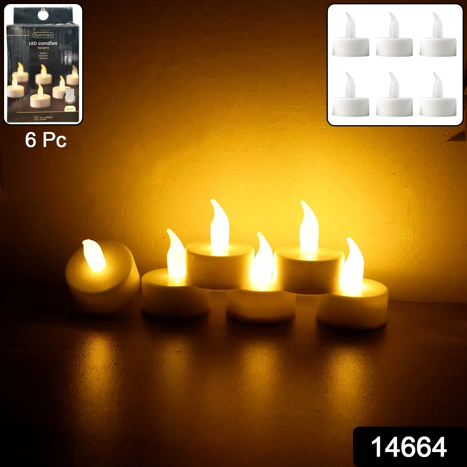 LED Flameless Tealight Candles Lights (6 Pc / Without Remote) - Image 2