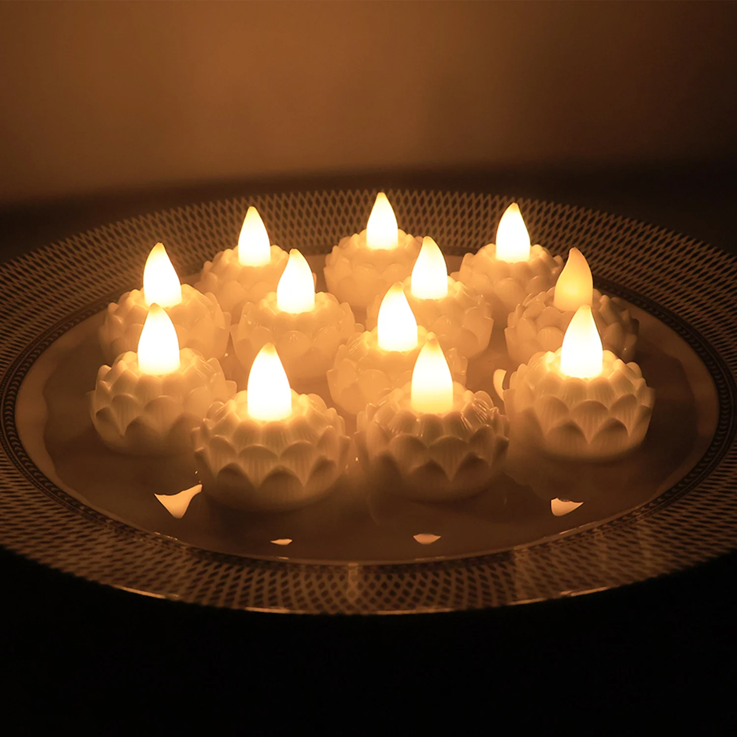 LED Floating Lotus Water Sensor Candles (12 Pc) - Image 6