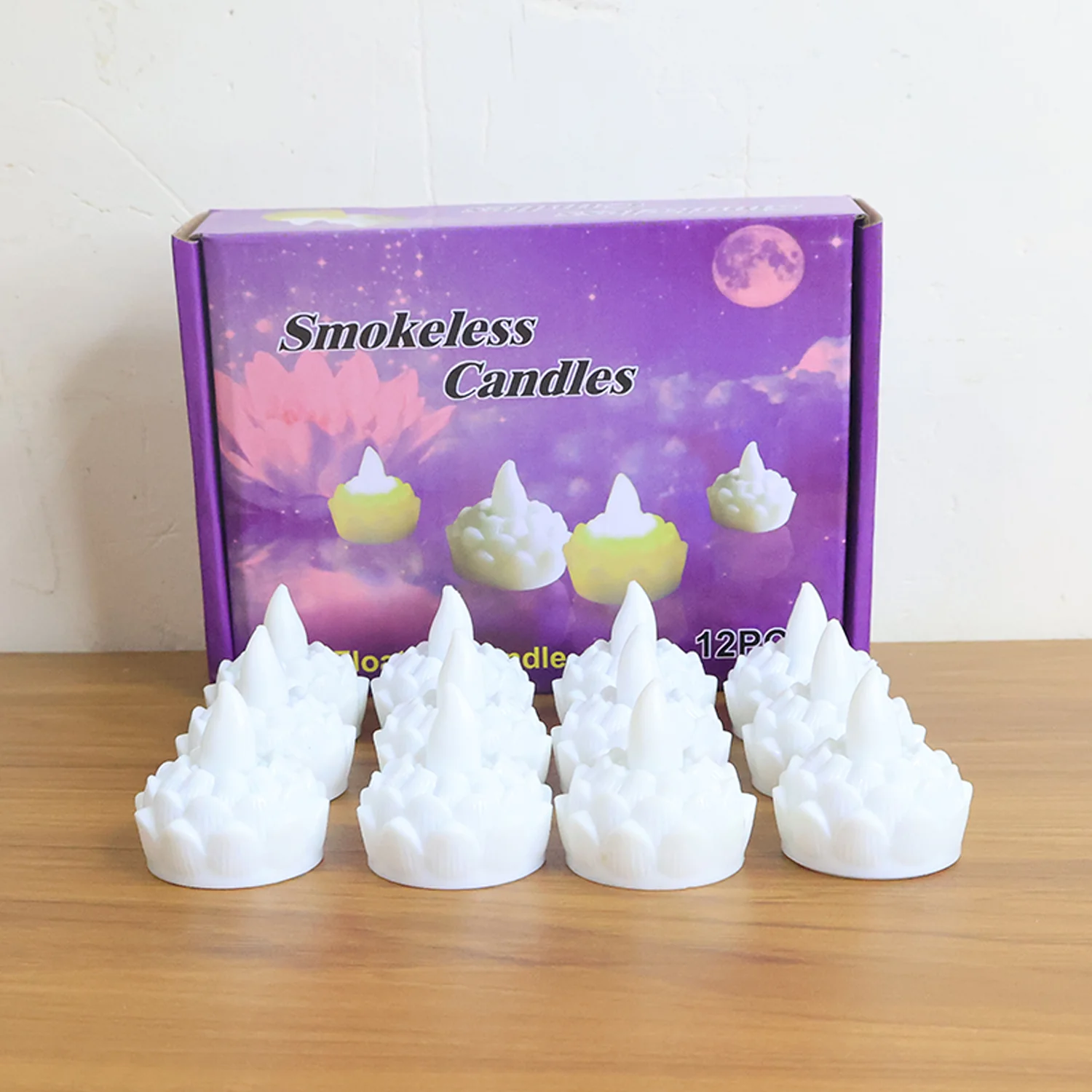 LED Floating Lotus Water Sensor Candles (12 Pc) - Image 8