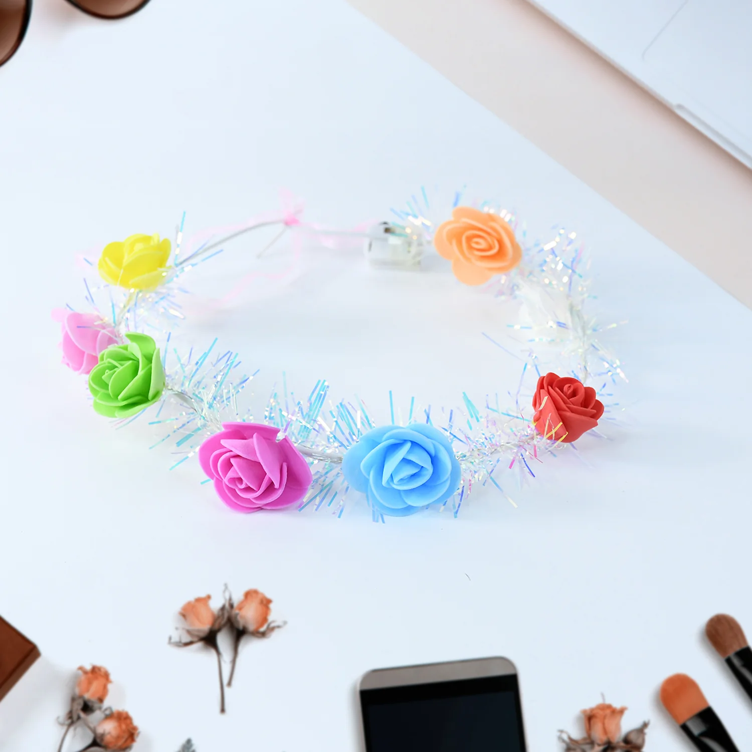 LED Flower Crown Headband – Multicolor Light-Up (1 Pc), Hair accessories - Image 6