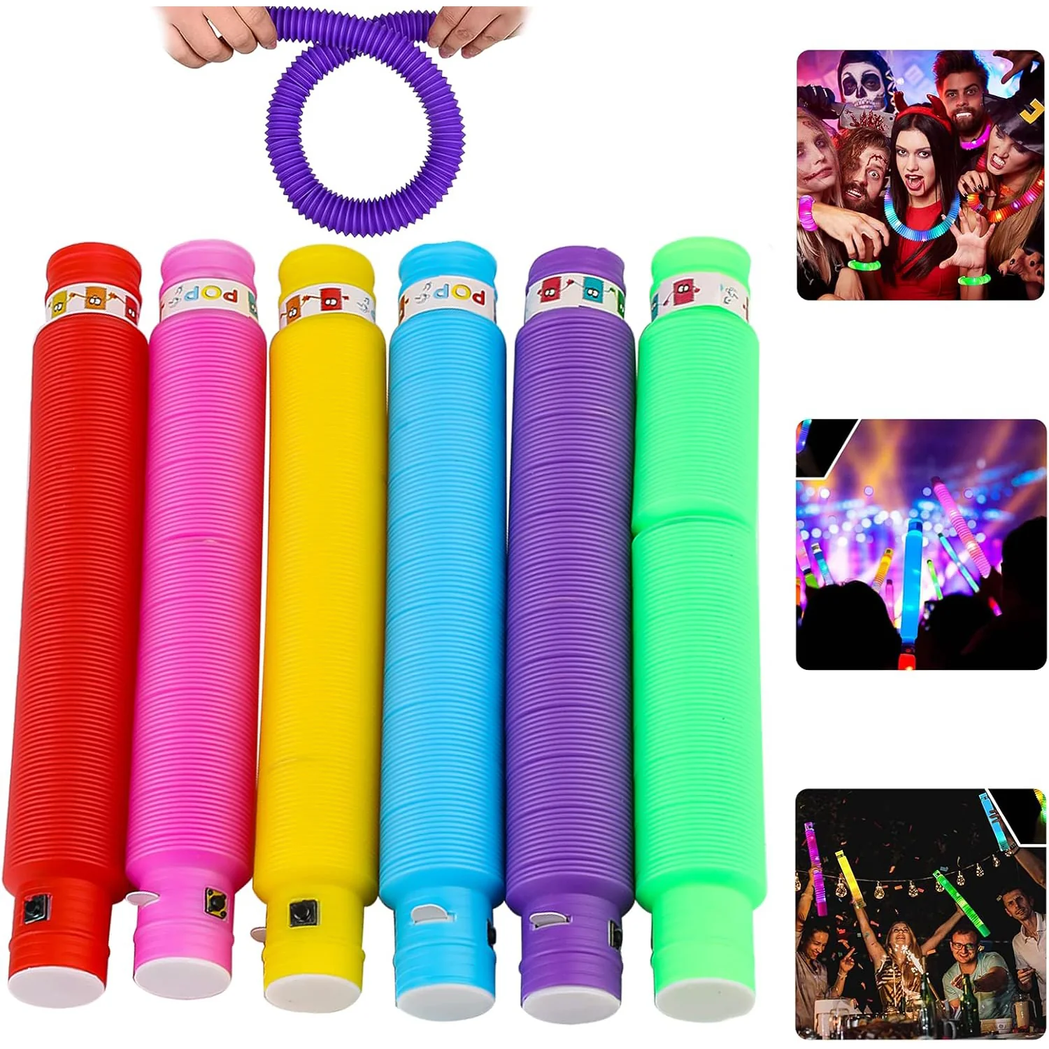 LED Glow Pop Tube Fidget Toy (Mix Color / 1 Pc) - Image 10