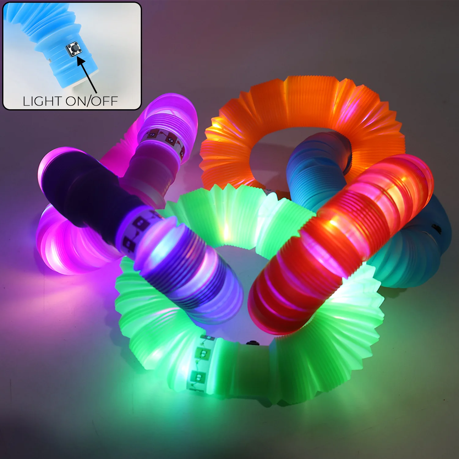 LED Glow Pop Tube Fidget Toy (Mix Color / 1 Pc) - Image 7