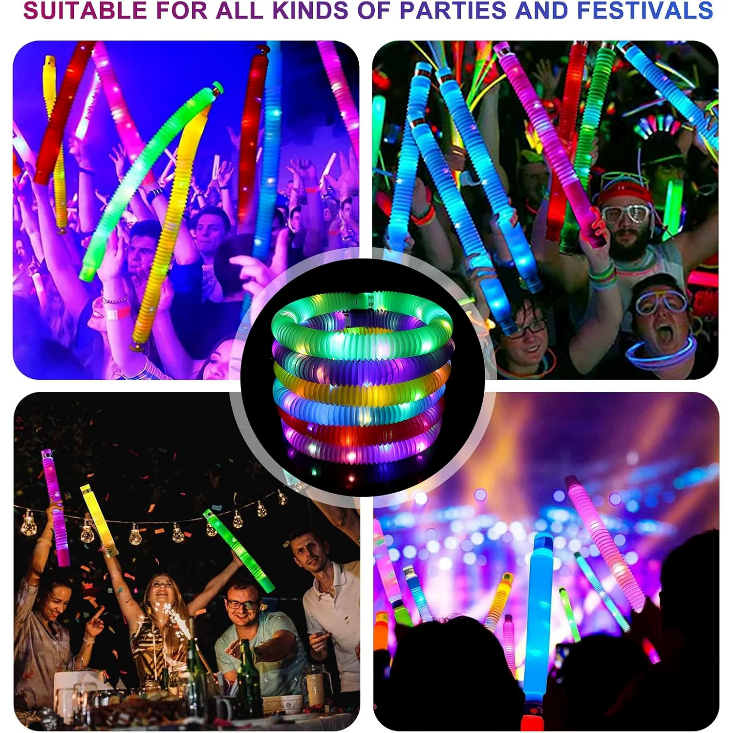 LED Glow Pop Tube Fidget Toy (Mix Color / 1 Pc) - Image 9