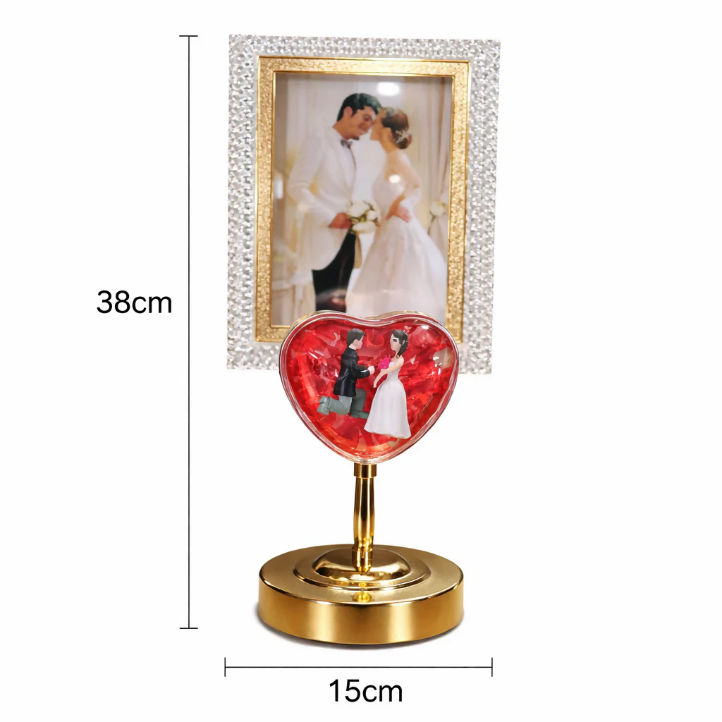 LED Heart Couple Photo Frame Lamp with Decorative Stand - Image 6
