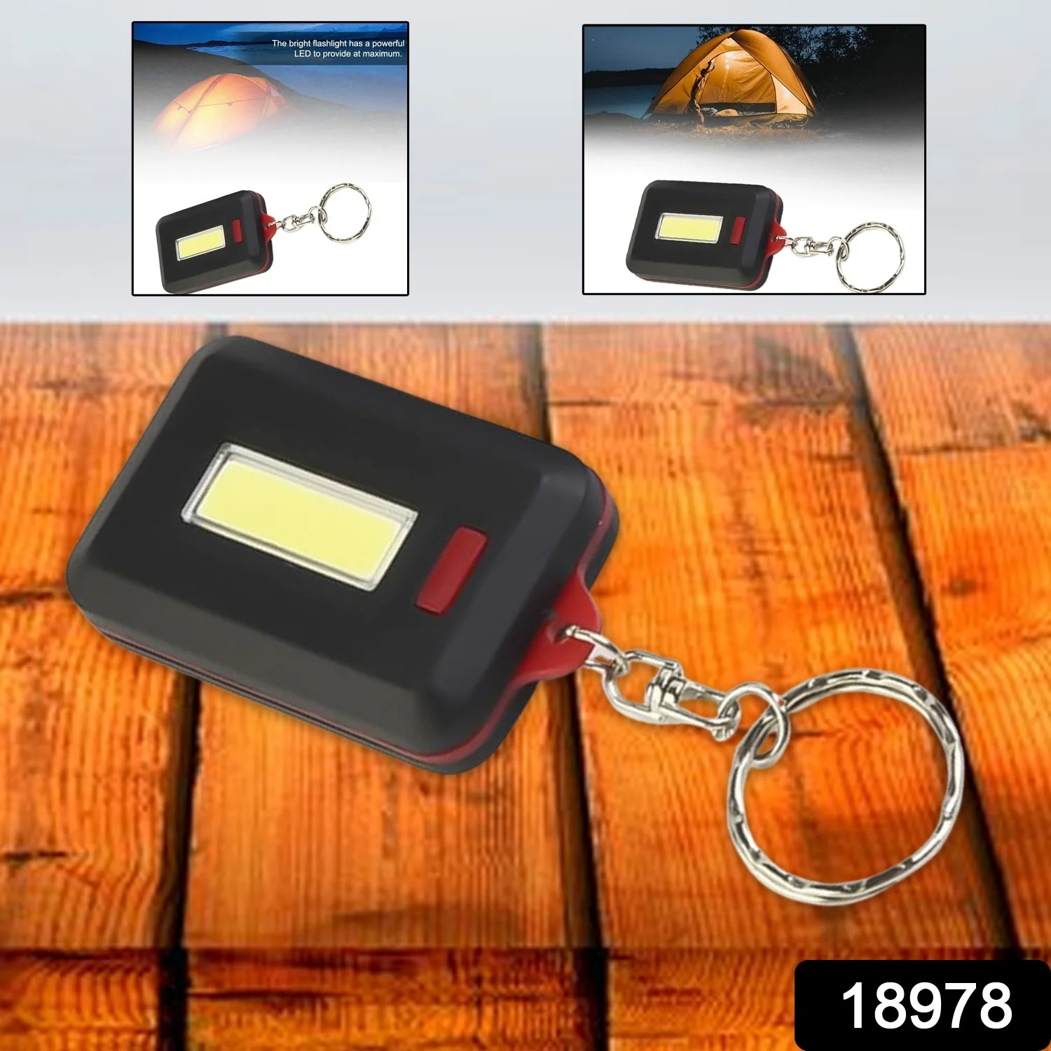 LED Keychain COB Light with Hook & Loop Sticker 3 Light Modes (1 Pc) - Image 2