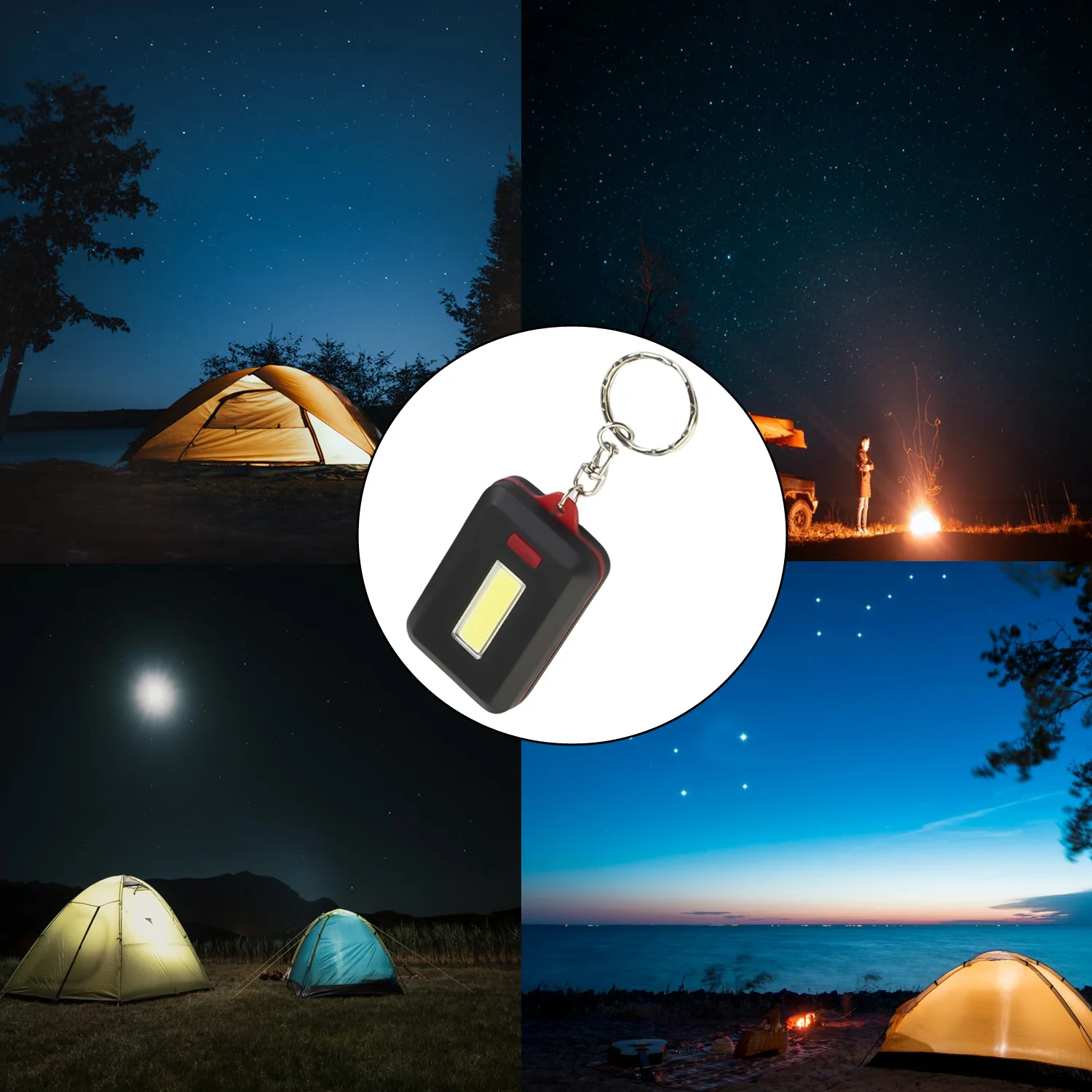 LED Keychain COB Light with Hook & Loop Sticker 3 Light Modes (1 Pc) - Image 3