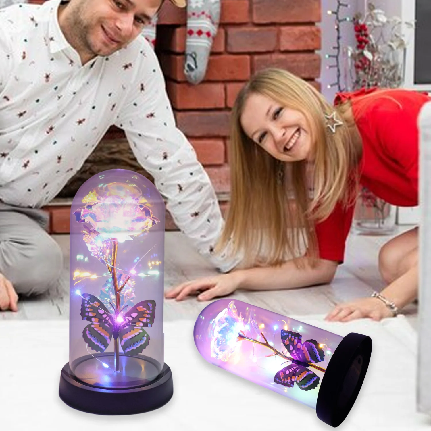 LED Light-Up Eternal Rose Butterfly in Transparent Dome (1 Pc / Battery not Included) - Image 6