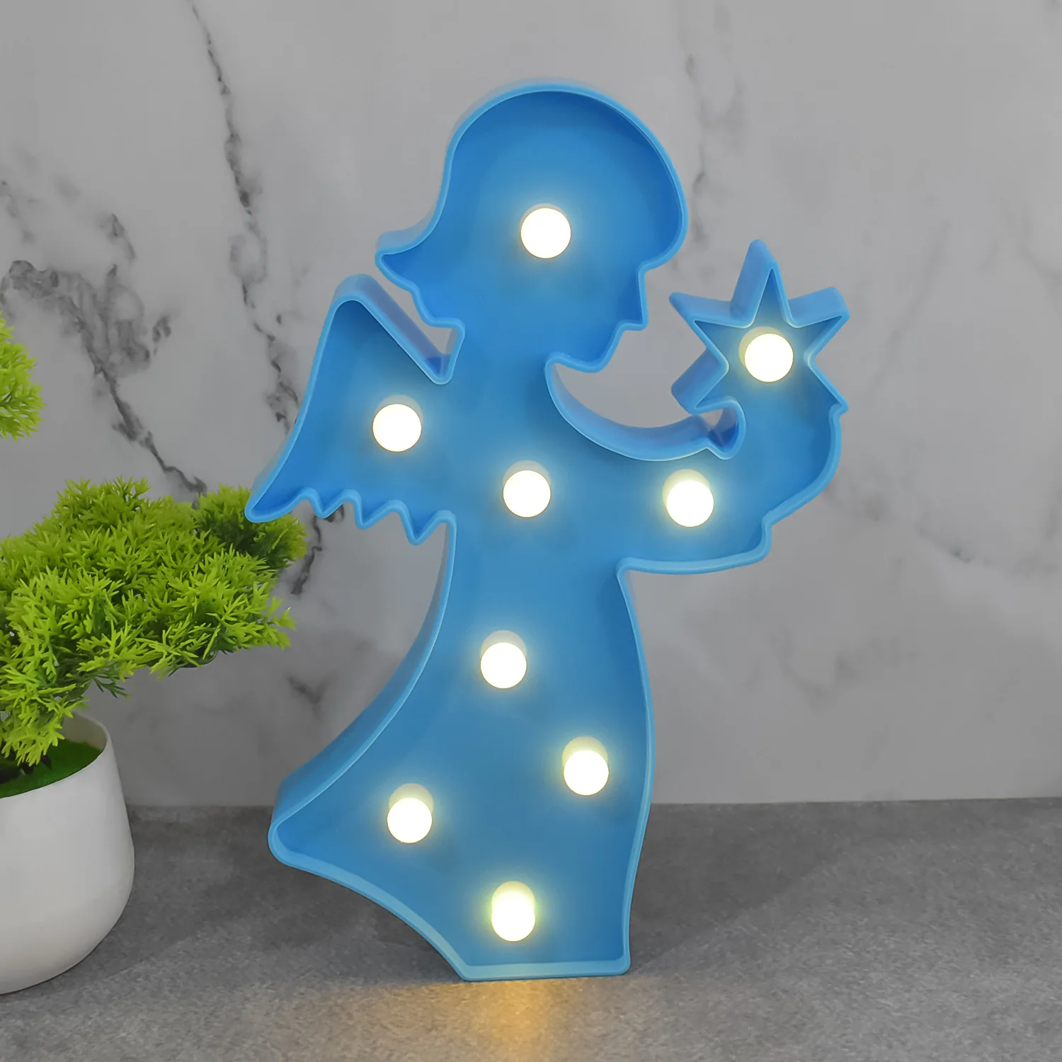 LED Angel Shape Night Light Desk Lamp (1 Pc / Battery Not Included) - Image 4