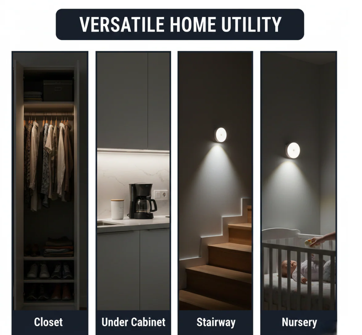 8 LED Night Lights With USB Charging & Double-Sided Adhesive Pads (1 Pc) - Image 10