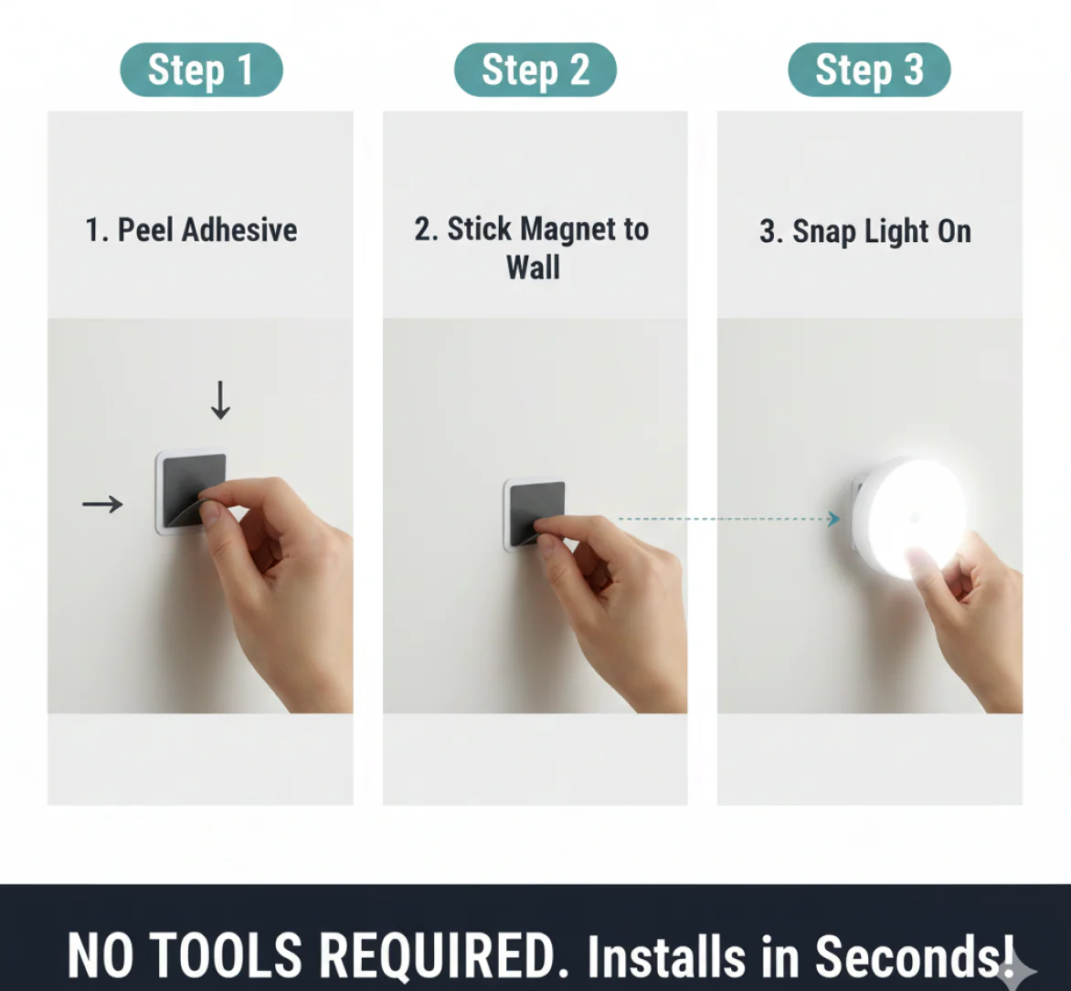 8 LED Night Lights With USB Charging & Double-Sided Adhesive Pads (1 Pc) - Image 9