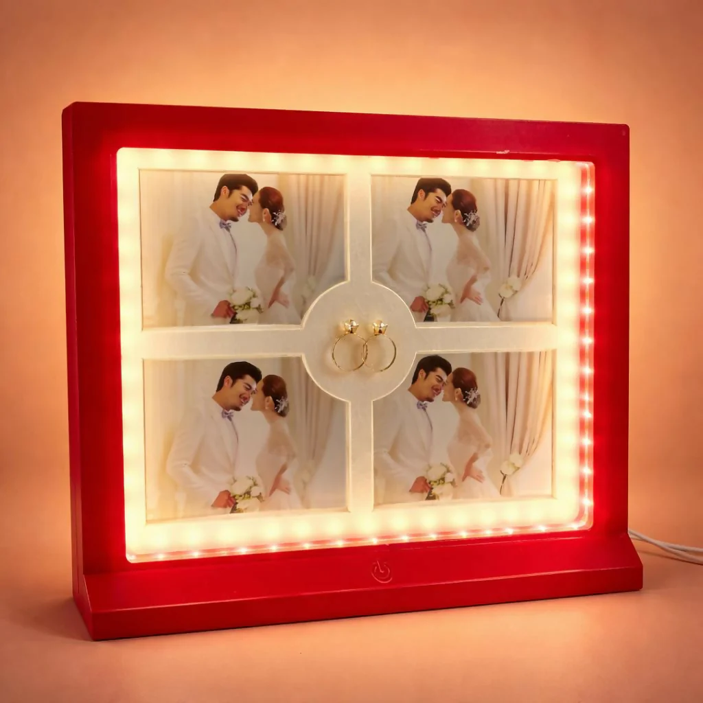 LED Photo Frame Collage 4 Photo Display Decorative Gift Frame - Image 2