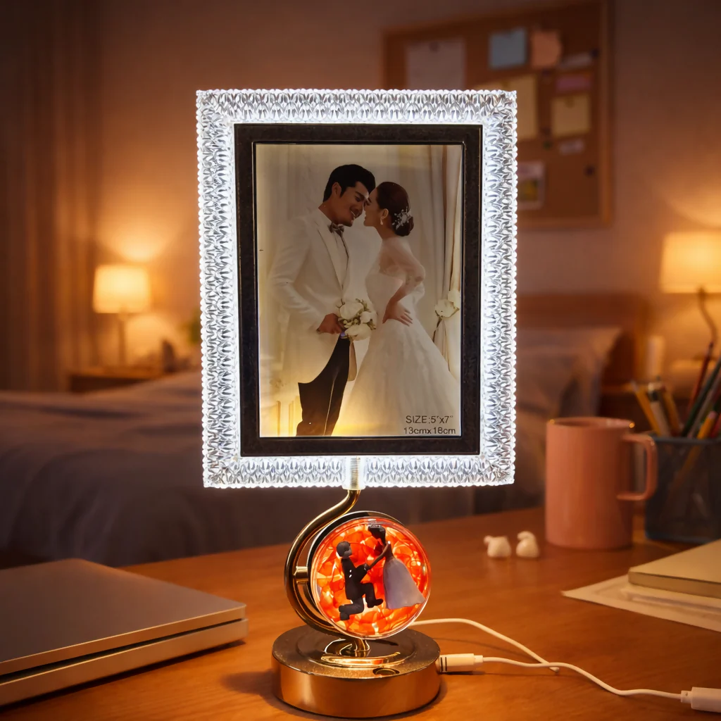 LED Photo Frame Lamp with 3 Lighting Modes & Romantic Couple Base - Image 3