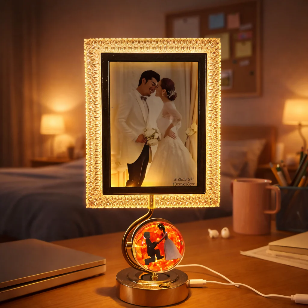 LED Photo Frame Lamp with 3 Lighting Modes & Romantic Couple Base - Image 4