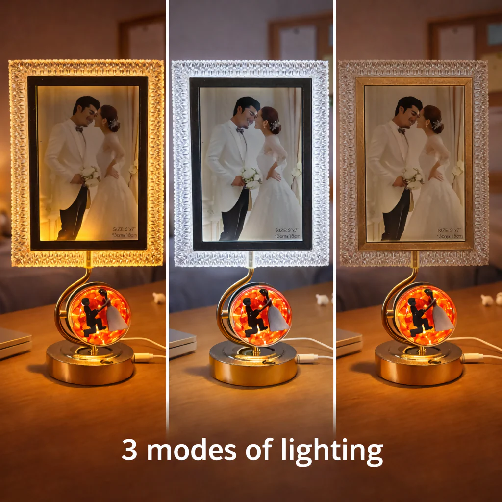 LED Photo Frame Lamp with 3 Lighting Modes & Romantic Couple Base - Image 5
