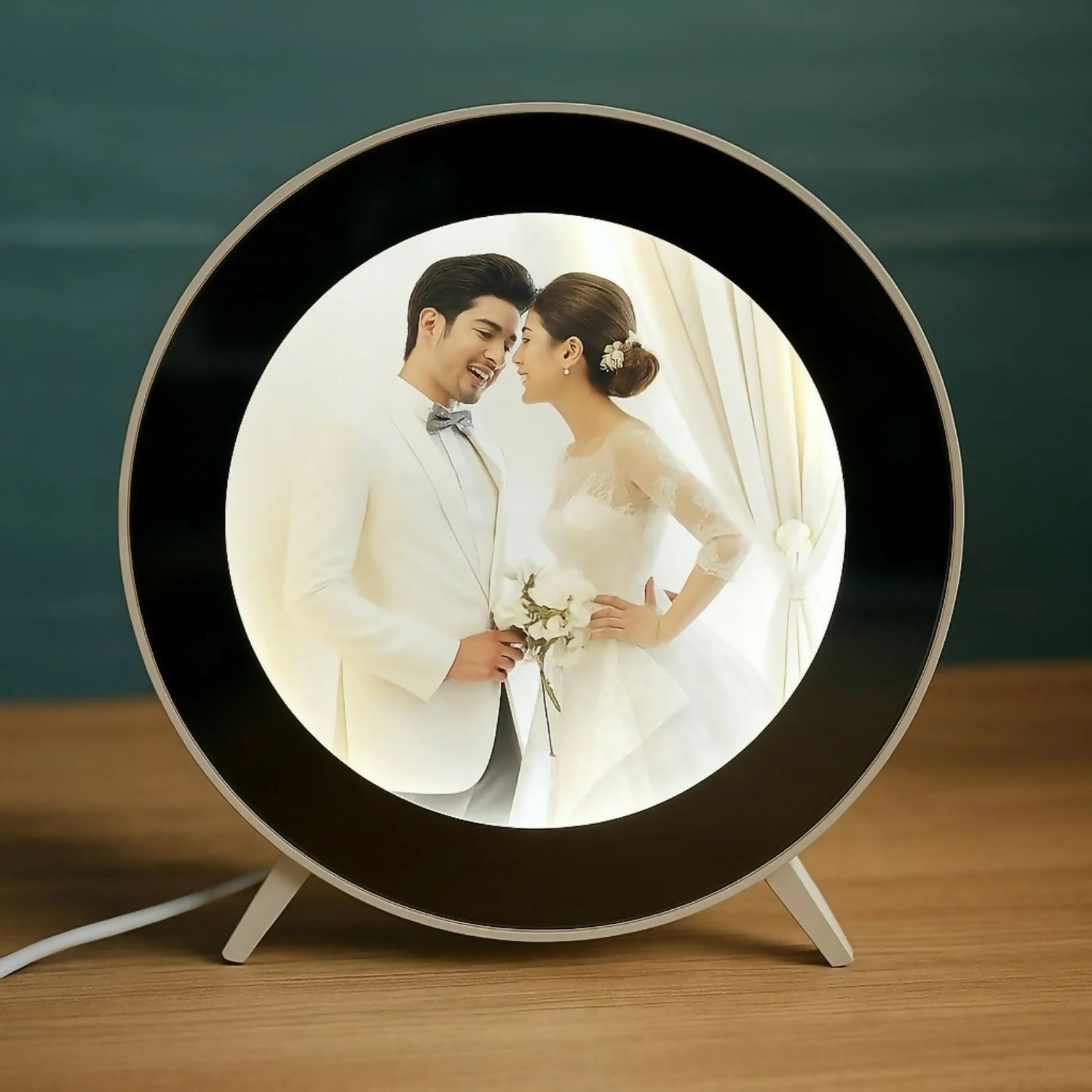 LED Photo Frame Mirror Lamp Custom Picture Table Decor - Image 2